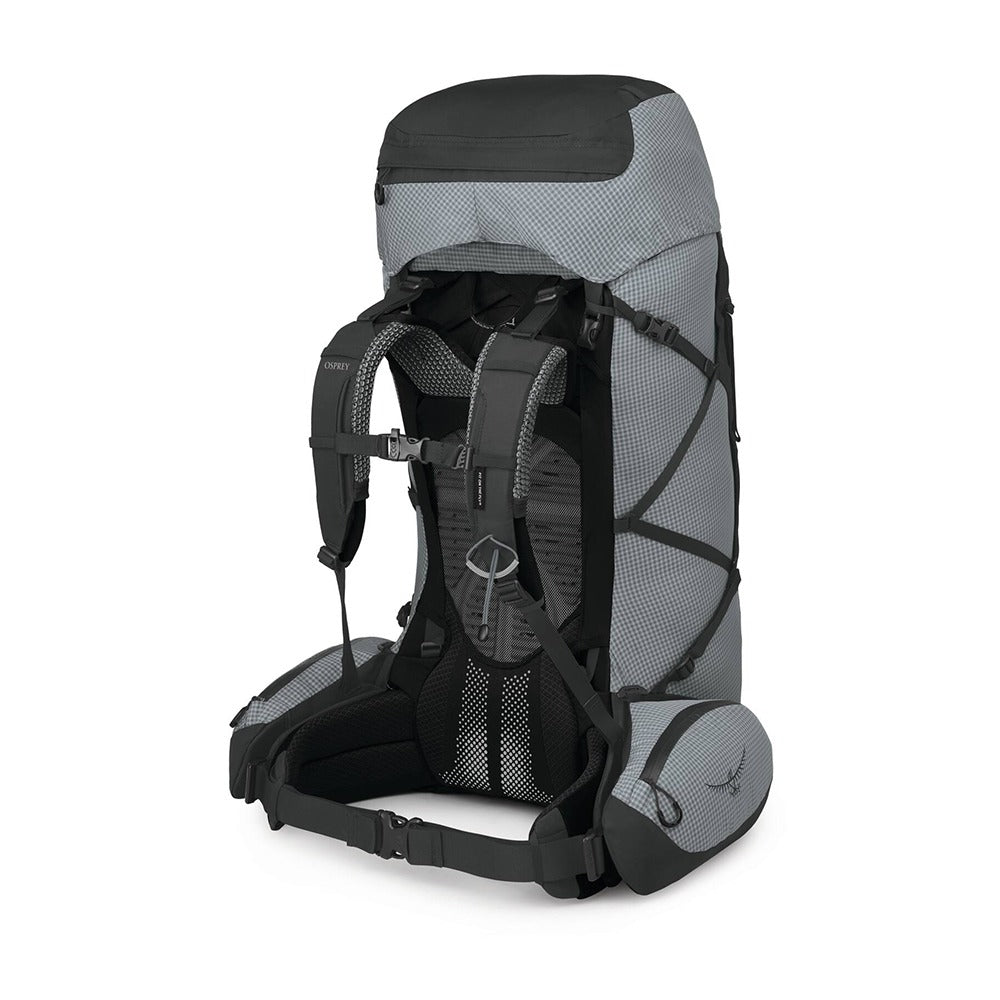 Osprey Aether Pro 75 Hiking Backpack 75L in Silver Lining — angle view 3