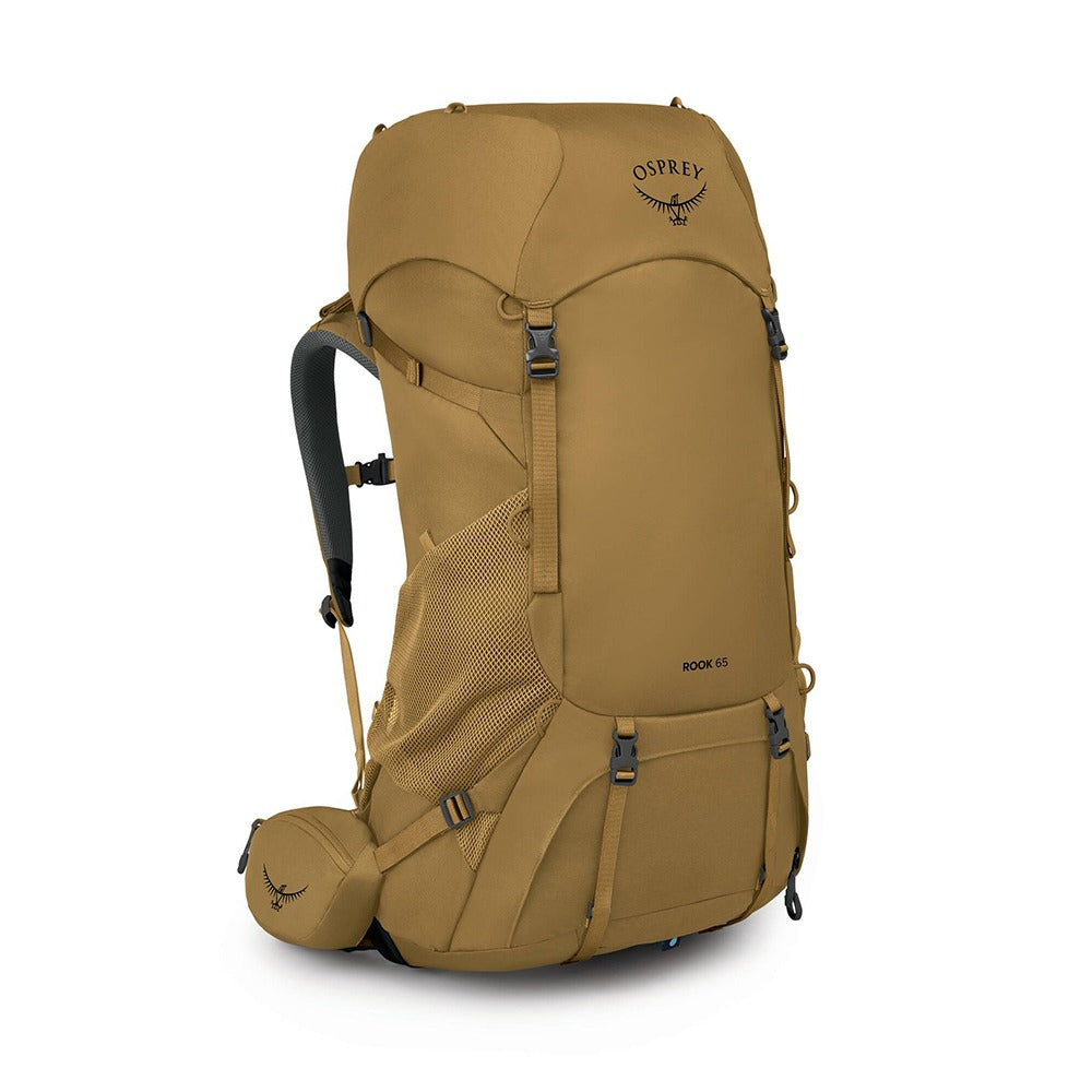 Osprey Rook 65 Backpacking Pack 65L in Histosol Brown/Rhino Grey — angle view 2