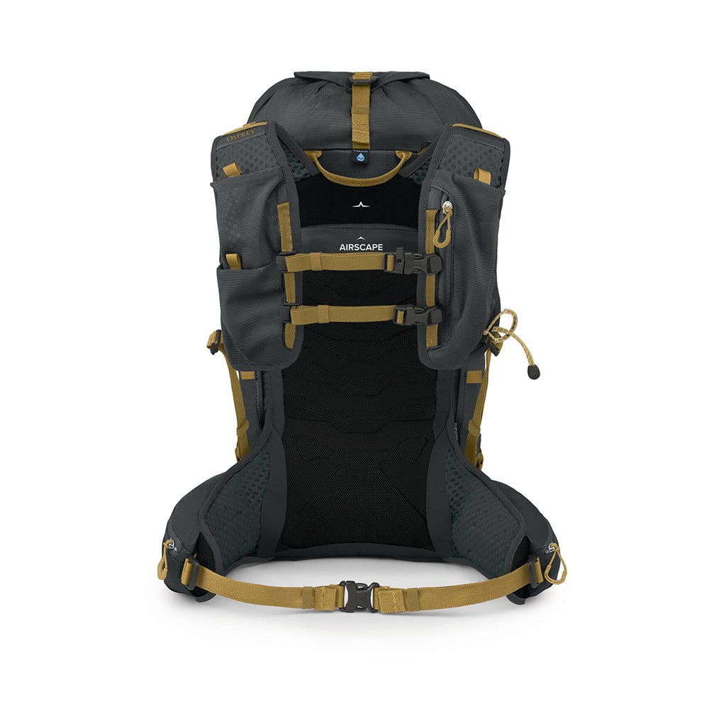 Osprey Talon Velocity 30 Hiking Backpack 30L in Dark Charcoal Tumbleweed Yellow — angle view 5