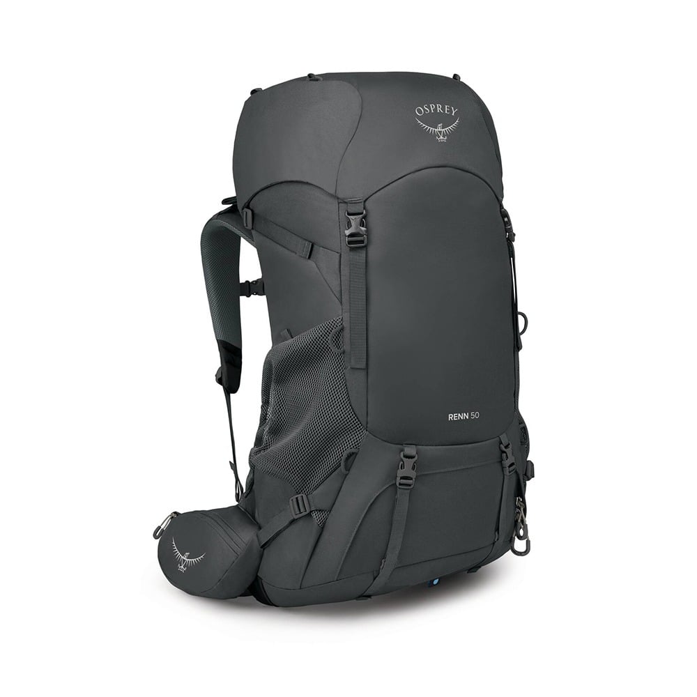 Osprey Renn 50 Women's Backpacking Pack 50L in Dark Charcoal/Gray Wolf — angle view 2