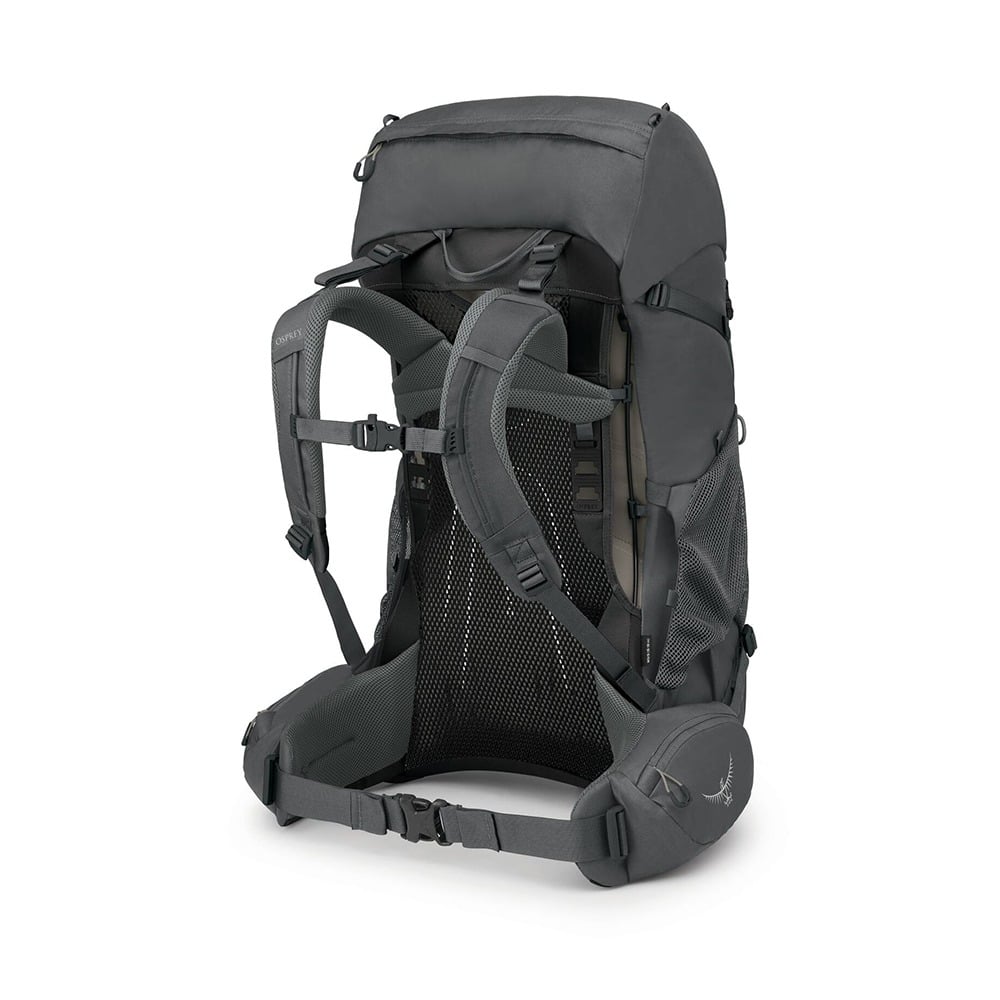 Osprey Renn 50 Women's Backpacking Pack 50L in Dark Charcoal/Gray Wolf — back view