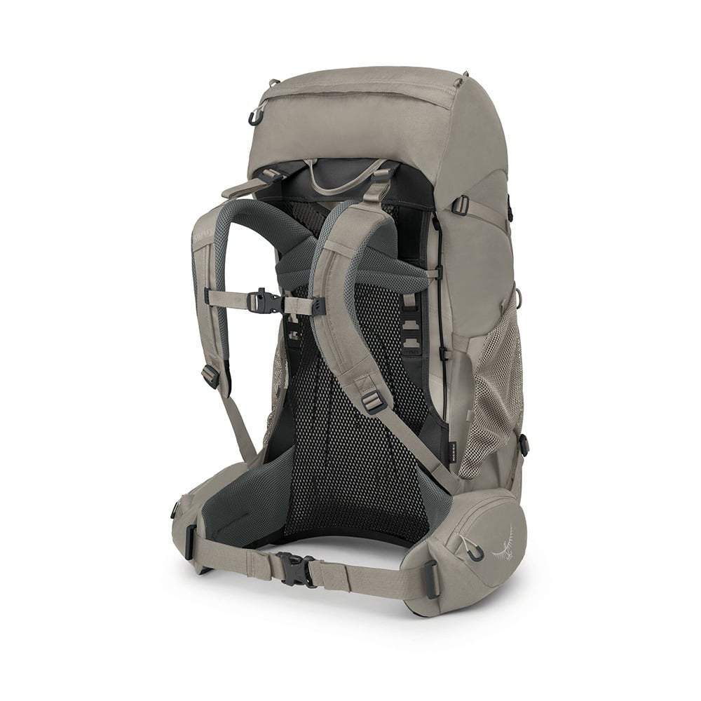 Osprey Renn 50 Women's Backpacking Pack 50L in Pediment Grey/Linen Tan — back view