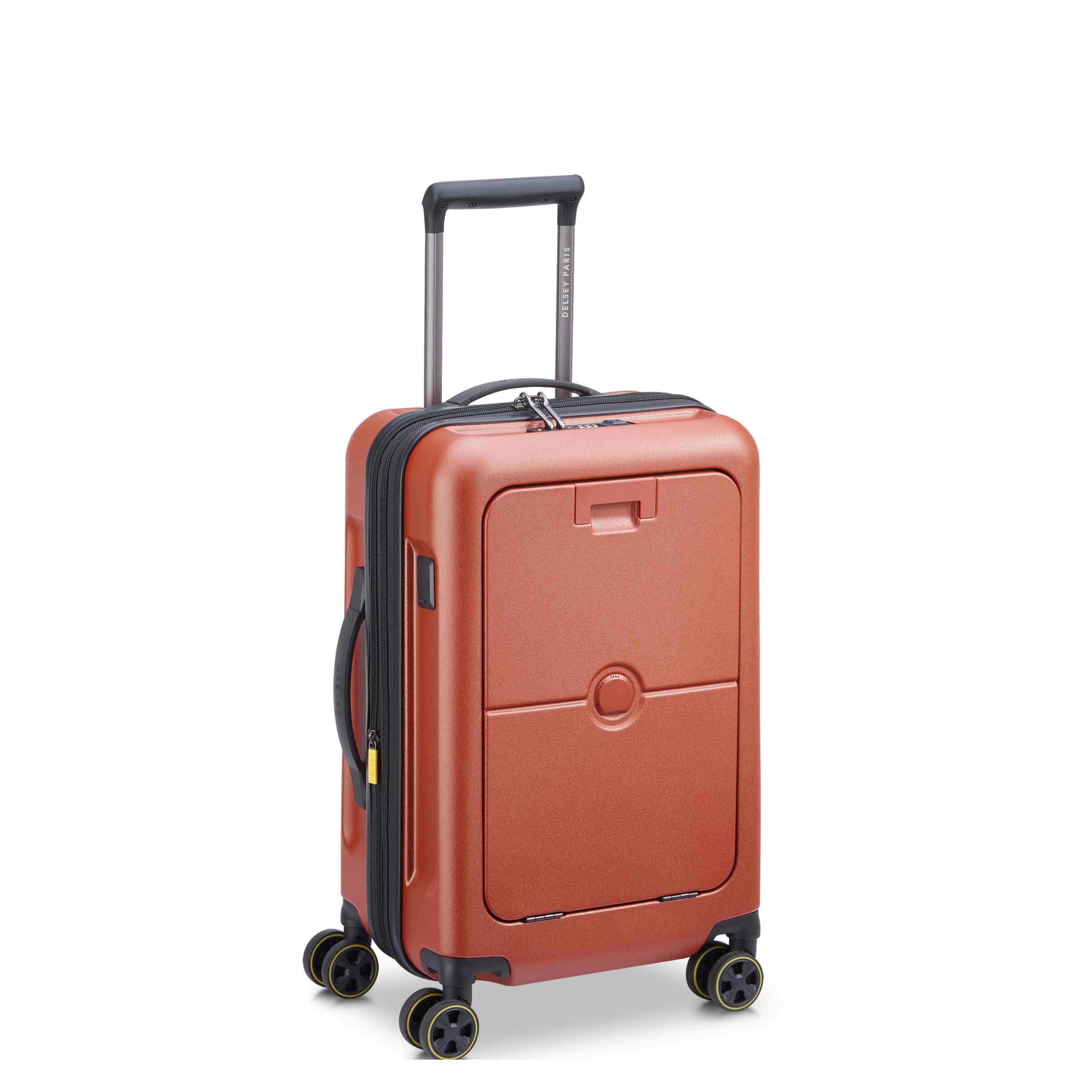 Delsey Turenne 2.0 Expandable Carry-On with Laptop Pocket in Brick Red — front view # color_Brick Red
