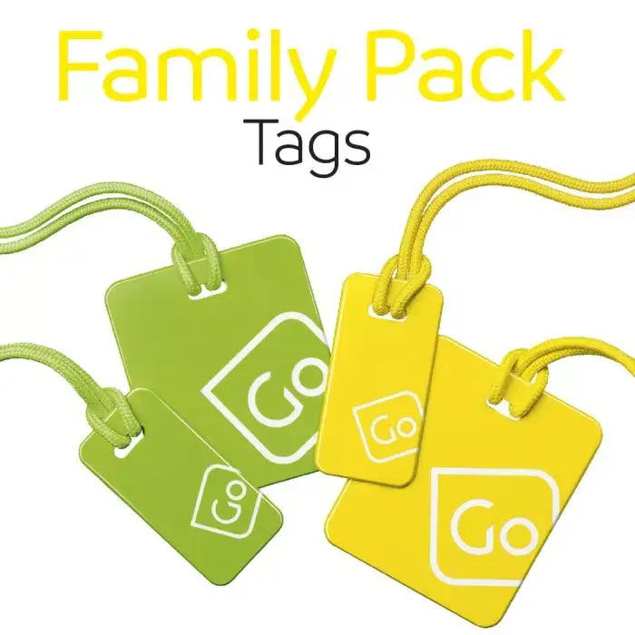Go Travel Luggage Tags Family Pack – yellow and green, set of four
