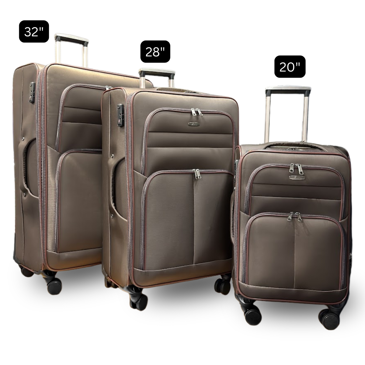 Camel Mountain 9122 Softside Expandable Spinner Luggage in Brown — size comparison