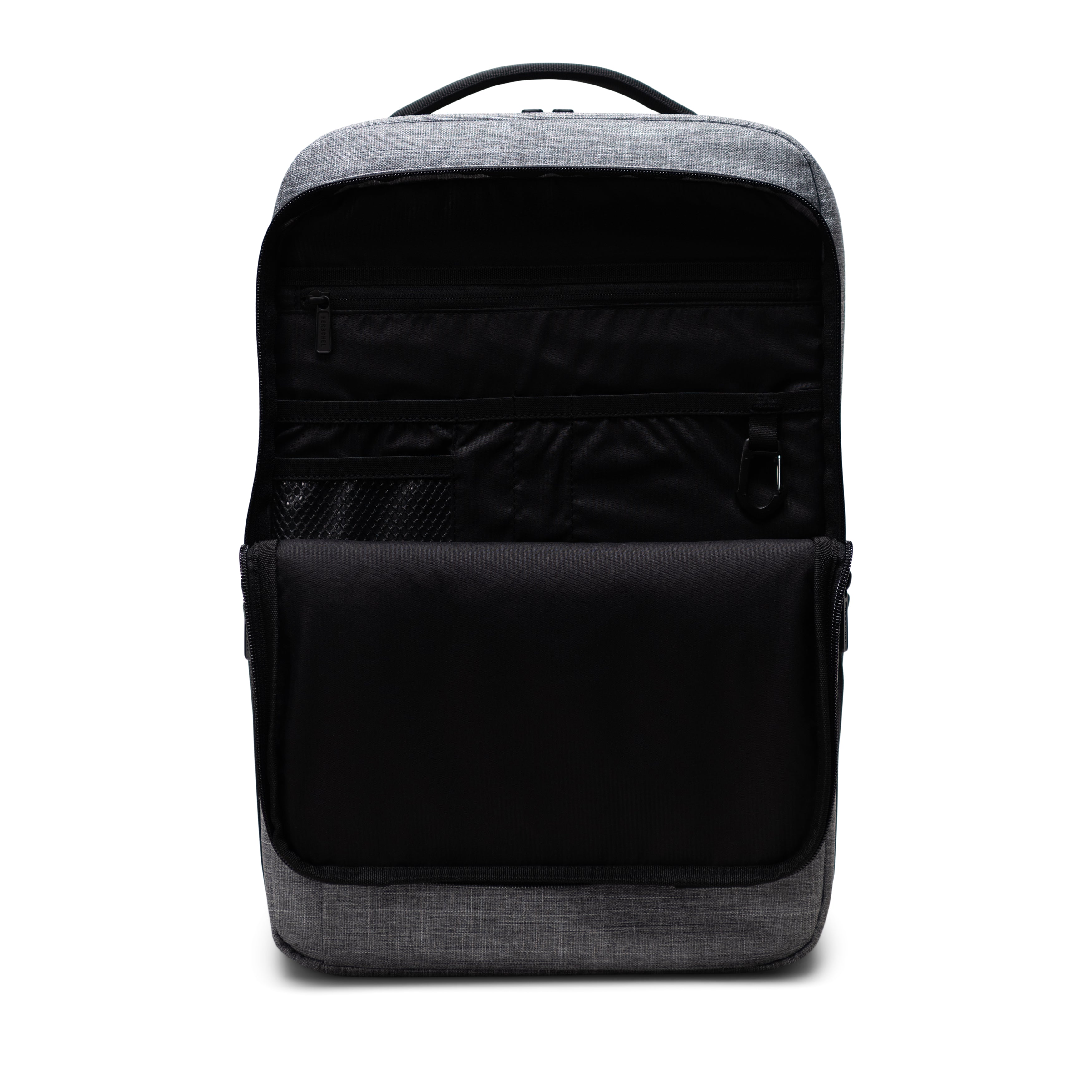 Herschel Kaslo Backpack Tech 30L in Raven Crosshatch — interior view