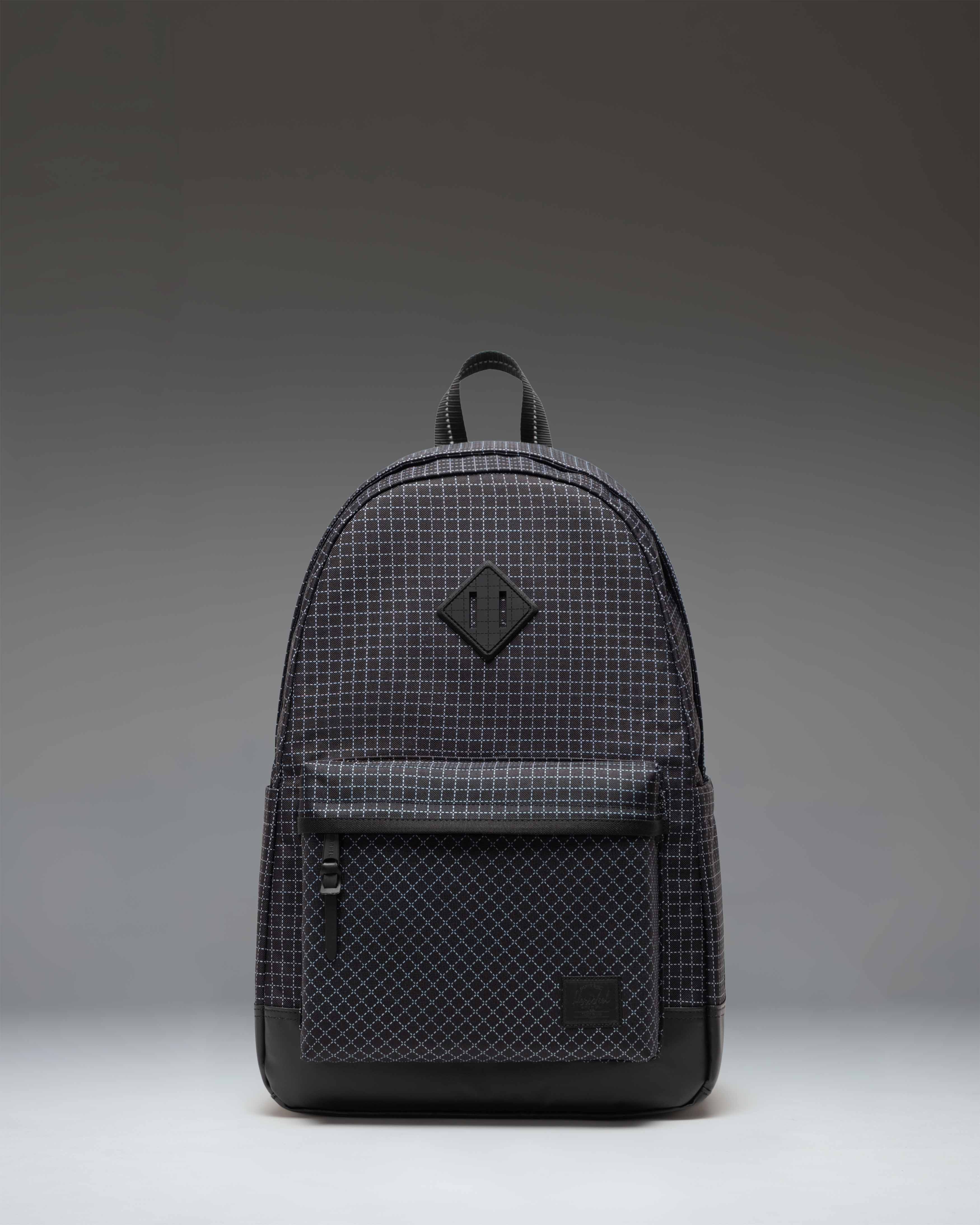Herschel Heritage Backpack 24L in Grid Black/Black — front view # color_Grid Black/Black
