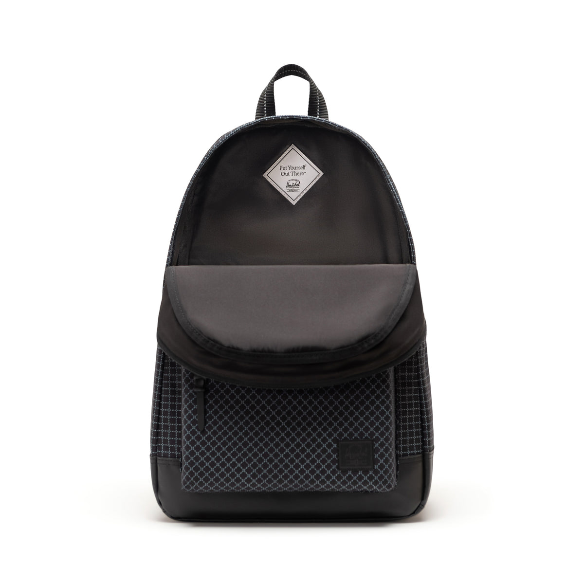 Herschel Heritage Backpack 24L in Grid Black/Black — interior view # color_Grid Black/Black