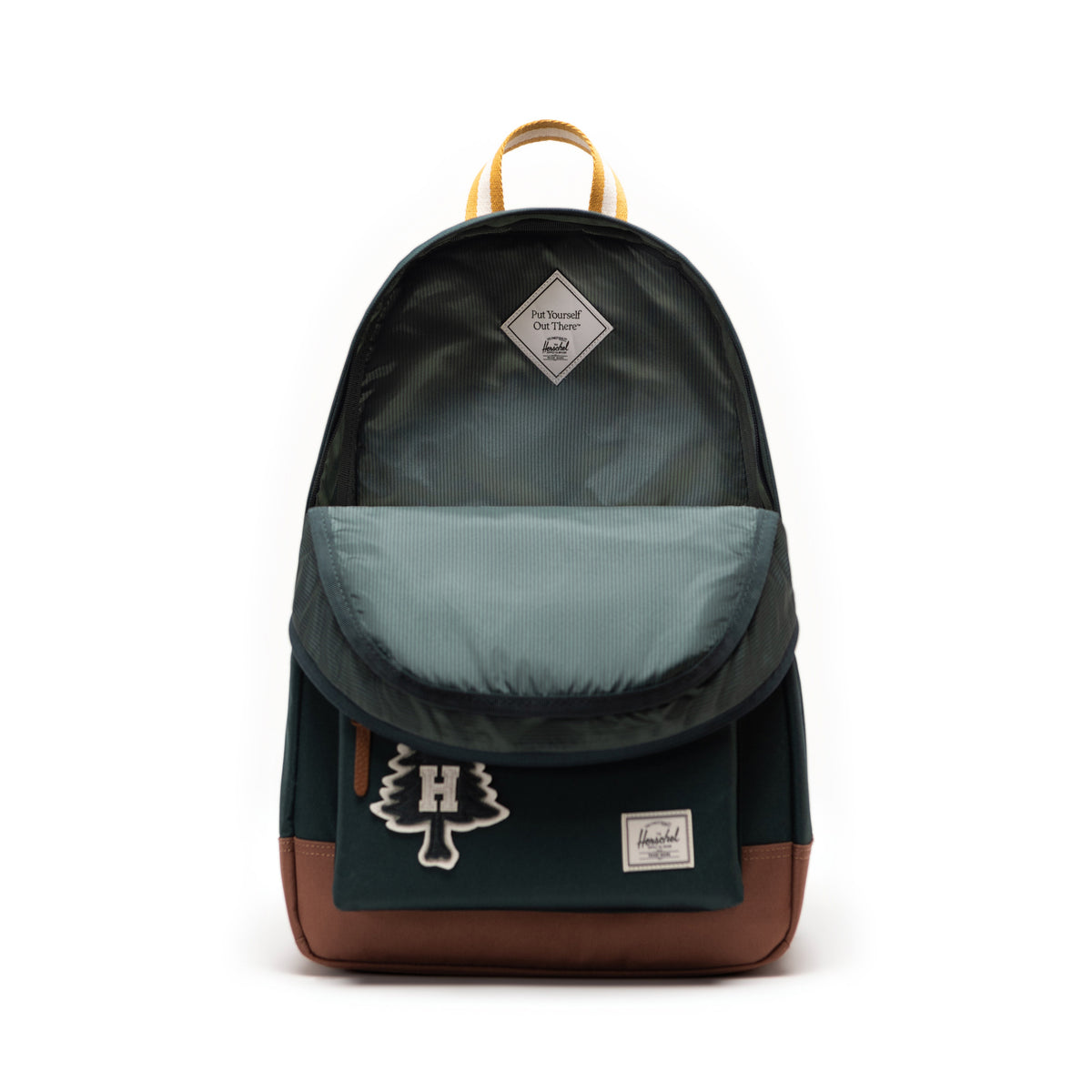 Herschel Heritage Backpack 24L in Patches Green Gables — interior view # color_Patches Green Gables