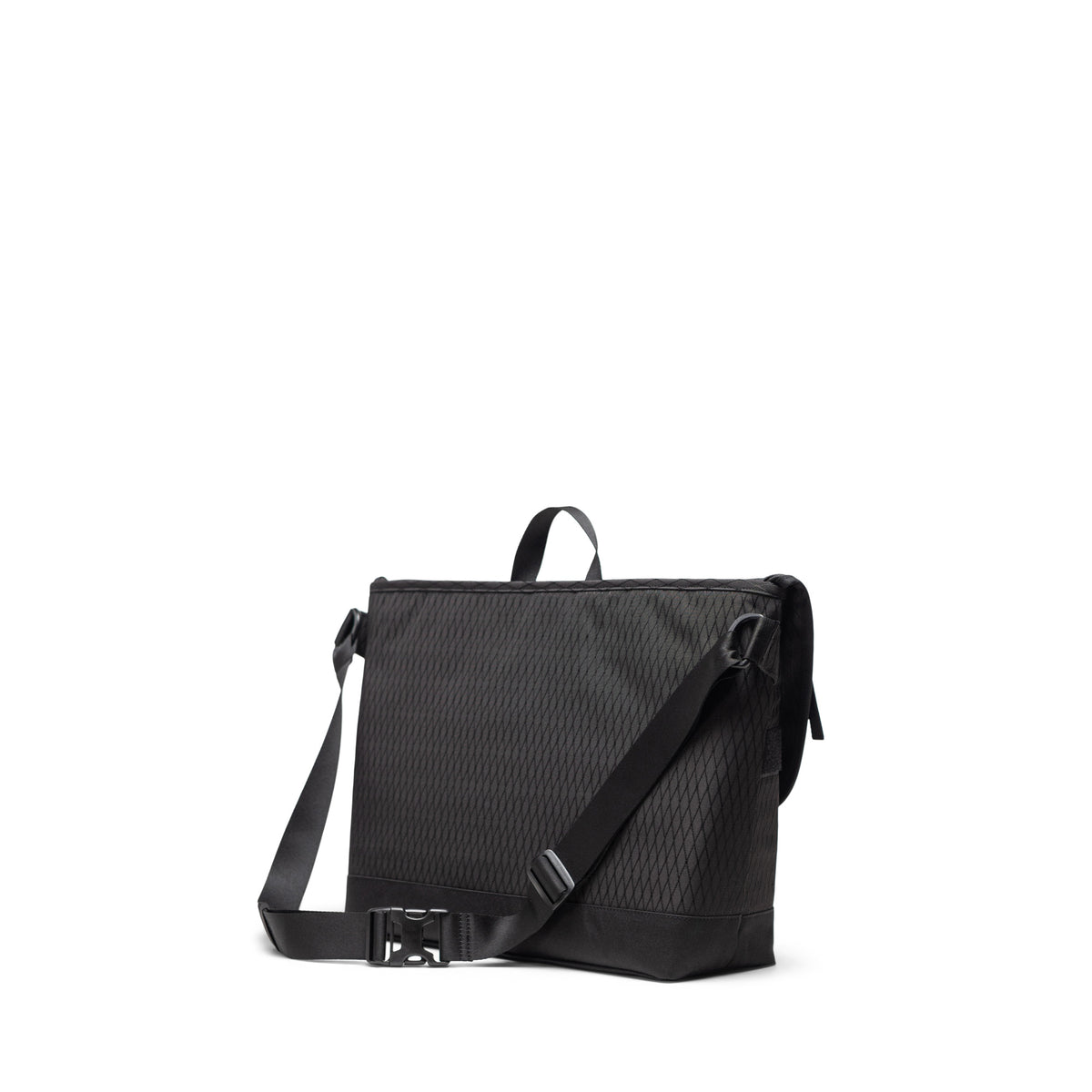 Herschel Cove Messenger - 22.5L in Black Diamond/Black — angle view 3 # color_Black Diamond/Black