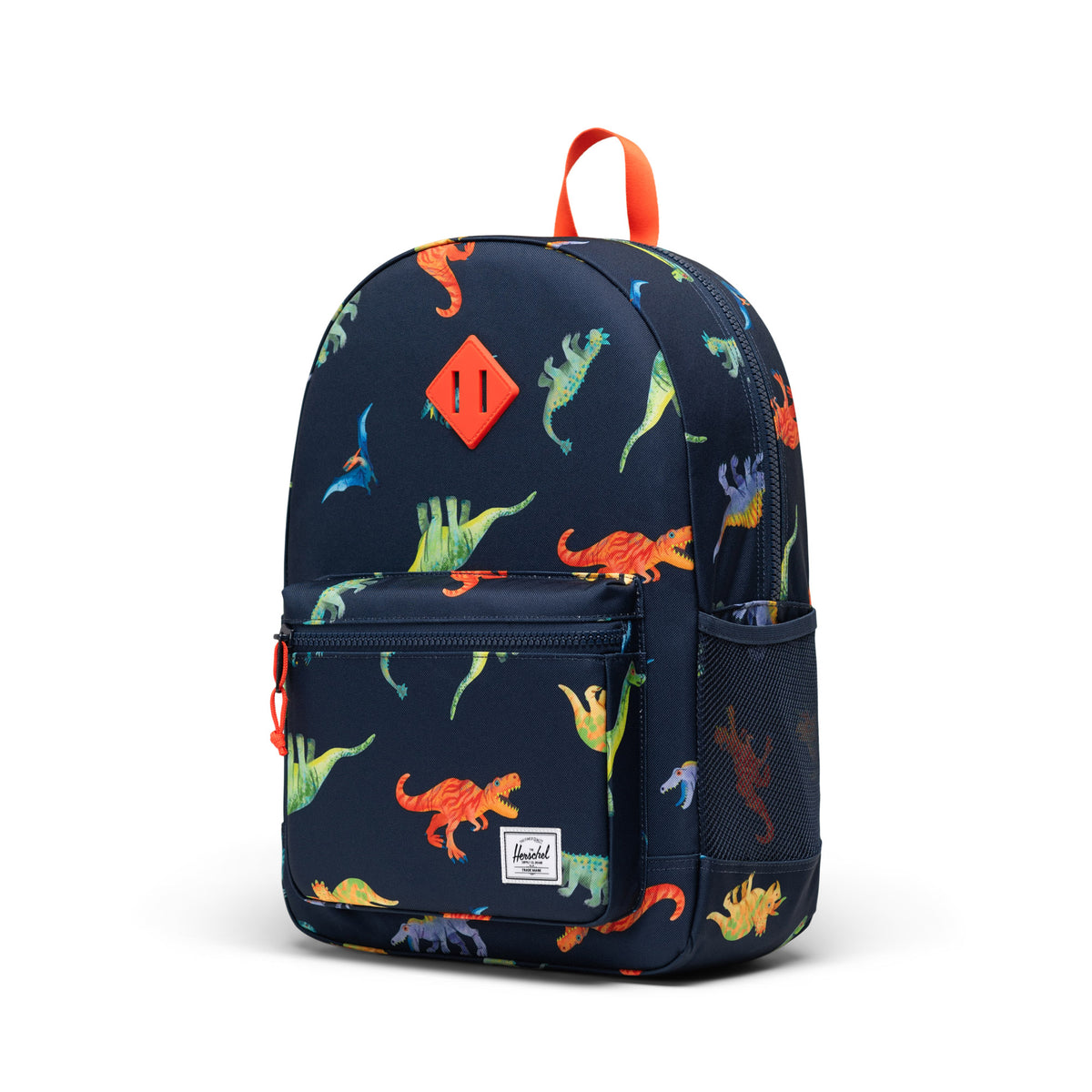 Herschel Heritage Youth Backpack 26L in Watercolour Dinos Darkest Navy — angle view 3 # color_Watercolour Dinos Darkest Navy