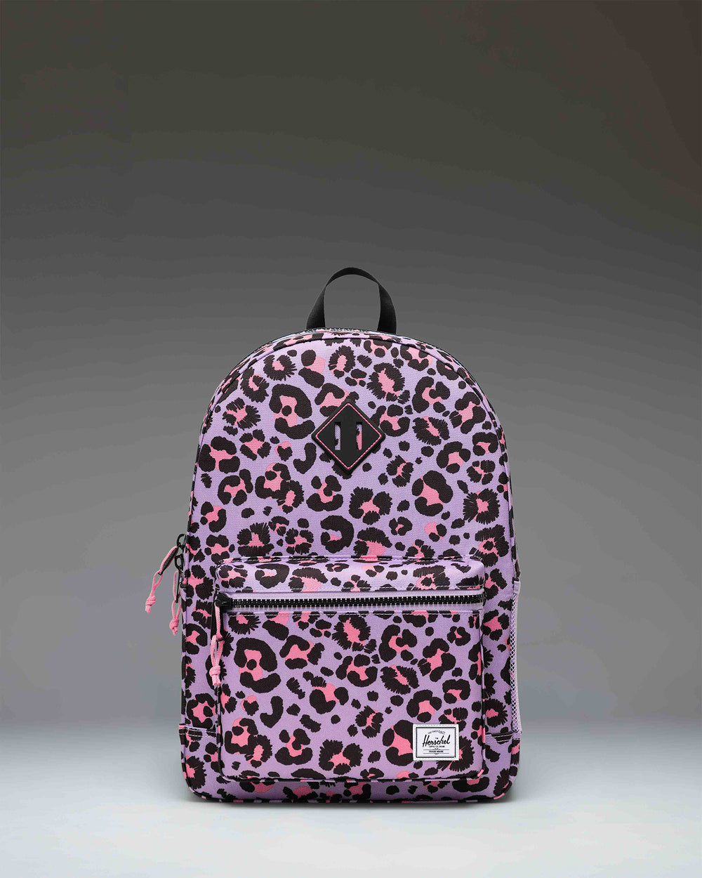 Herschel Heritage Youth Backpack 26L in Scribble Leopard Sachet Pink — front view