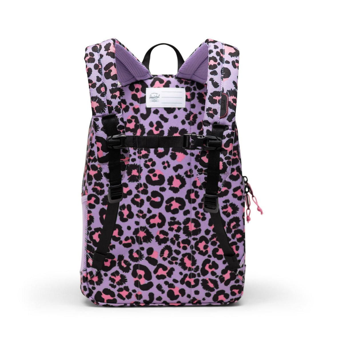 Herschel Heritage Youth Backpack 26L in Scribble Leopard Sachet Pink — back view # color_Scribble Leopard Sachet Pink
