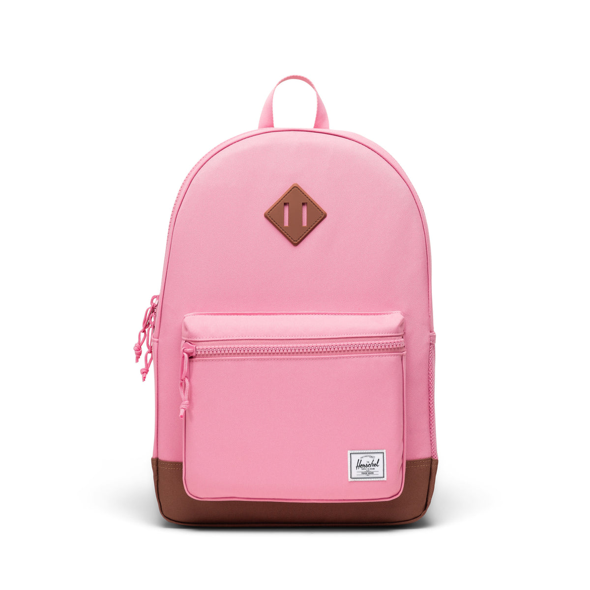 Herschel Heritage Youth Backpack 26L in Cashmere Rose/Saddle Brown — front view # color_Cashmere Rose/Saddle Brown