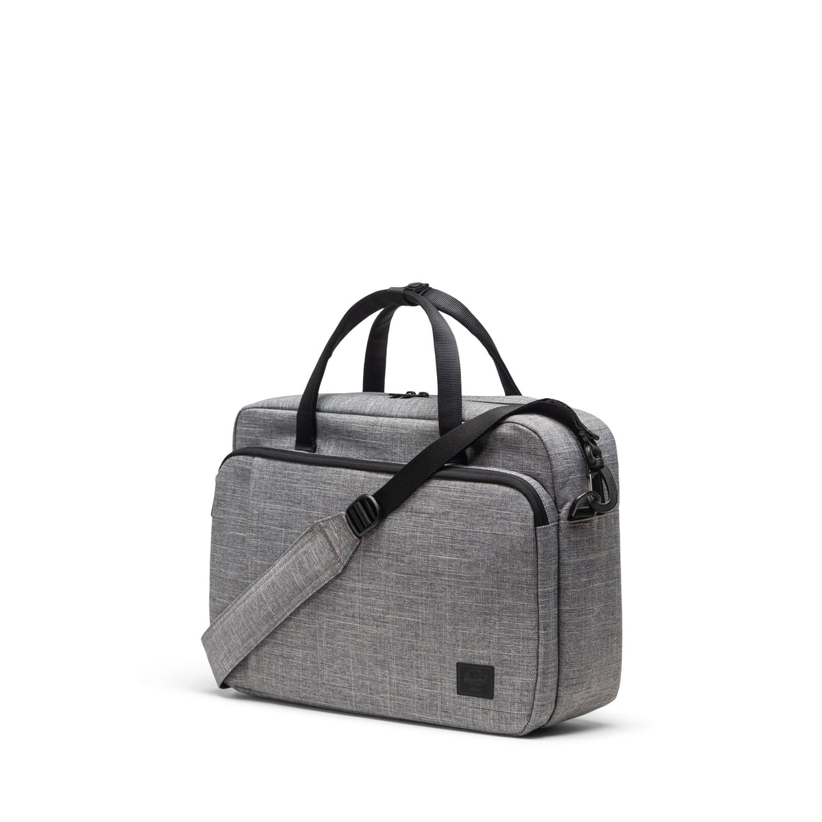 Herschel Gibson Messenger Tech 18L in Raven Crosshatch — angle view 2 # color_Raven Crosshatch