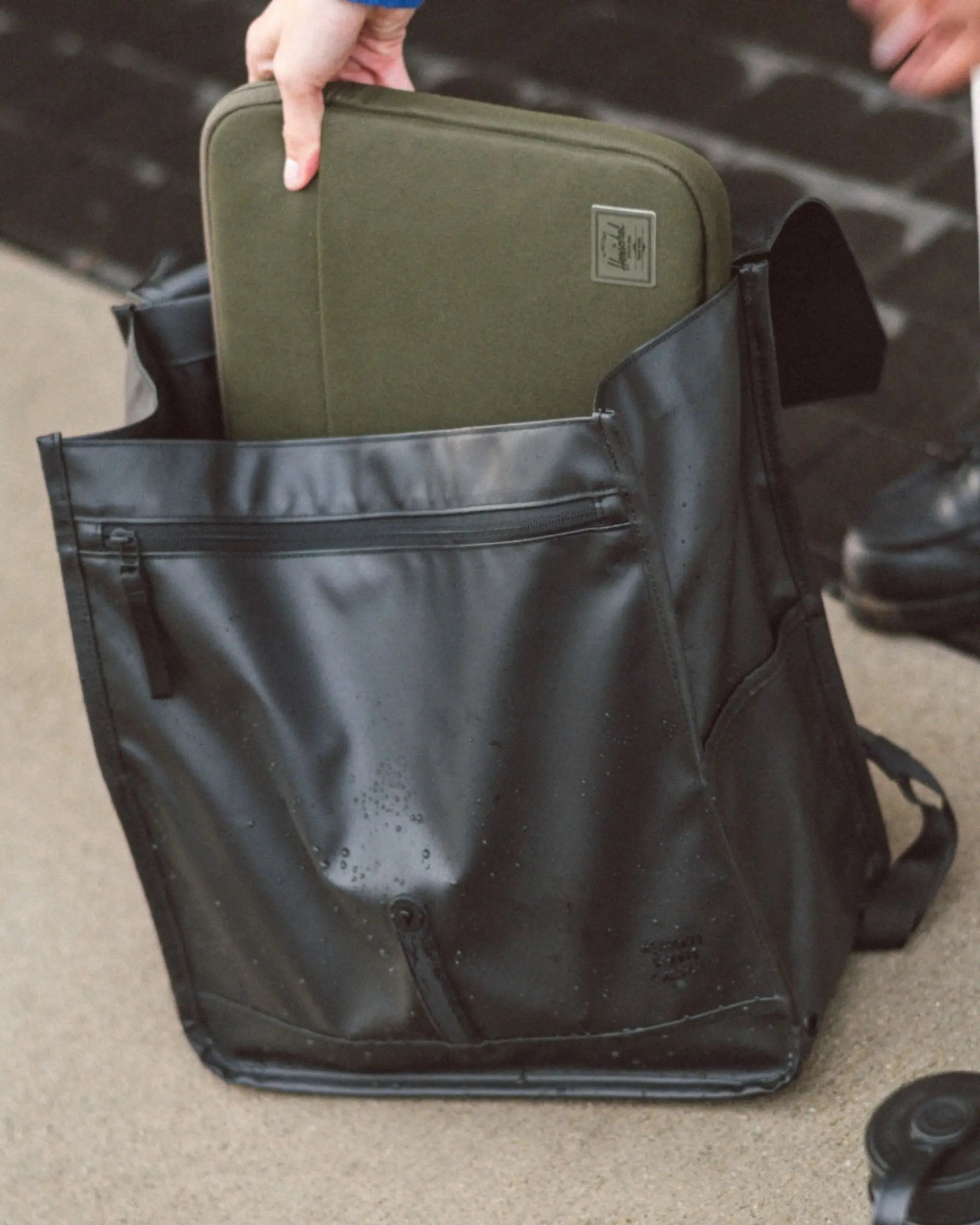 Herschel City Backpack Weather Resistant 18L in Black — detail view