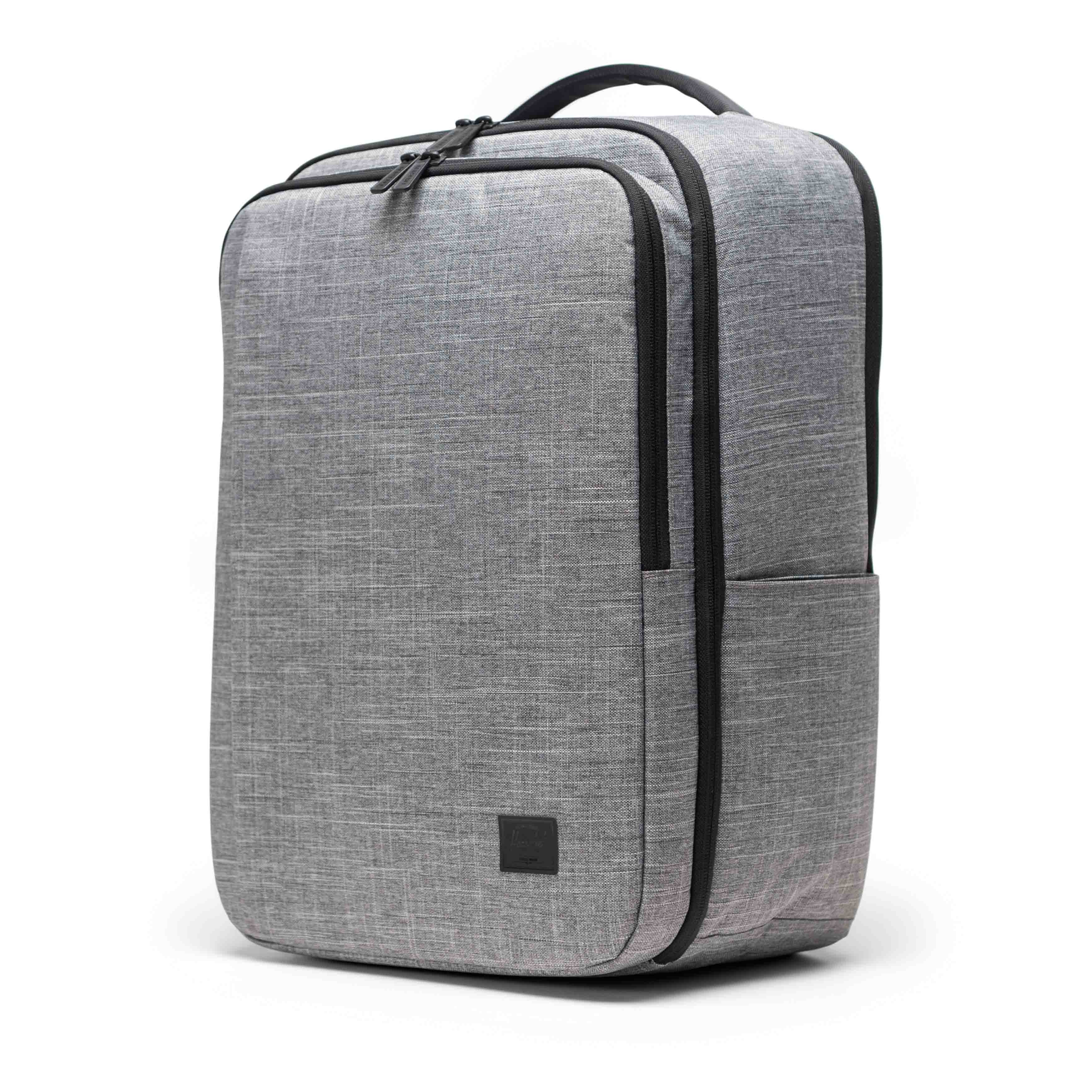 Herschel Kaslo Travel Backpack Tech 32L in Raven Crosshatch — angle view 2