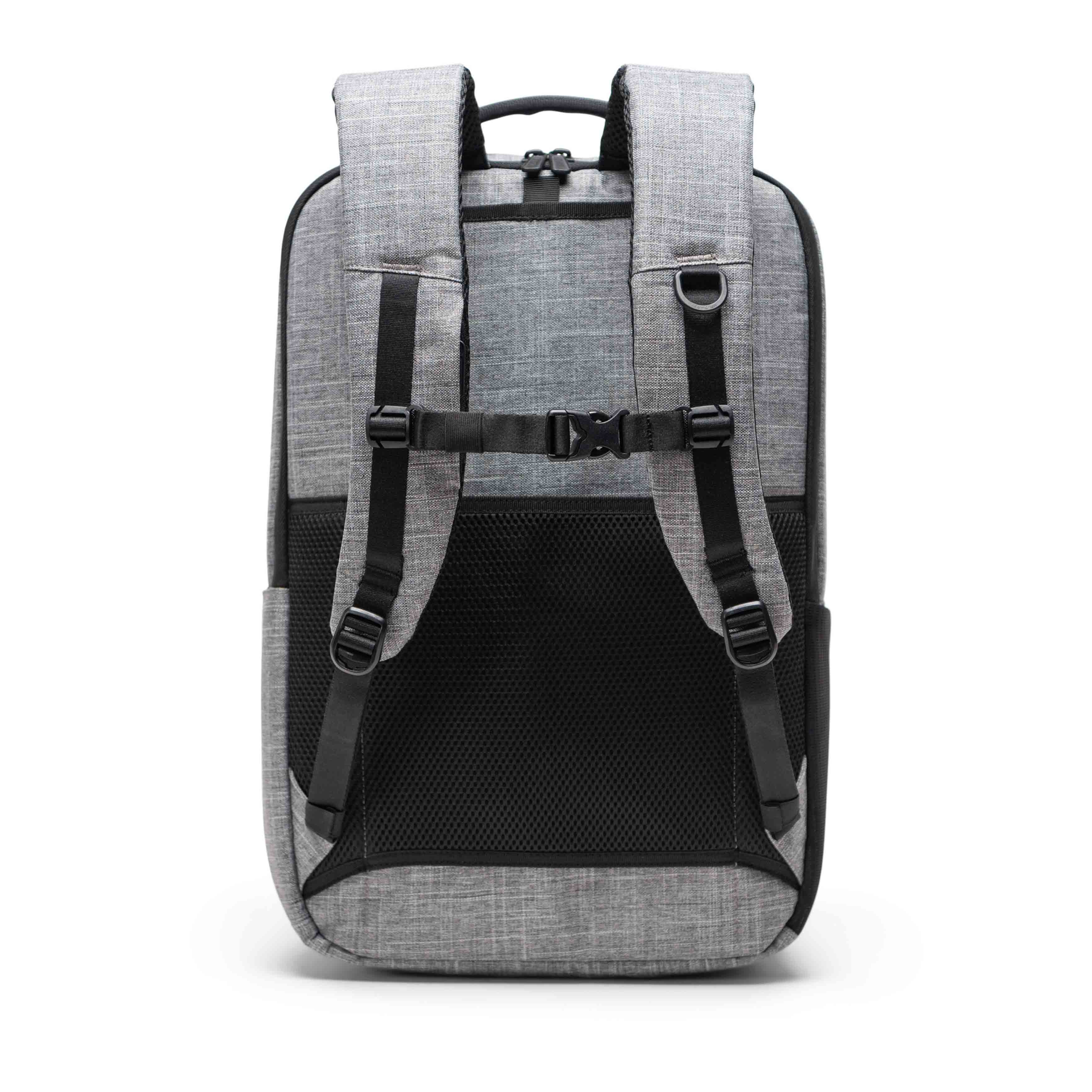 Herschel Kaslo Travel Backpack Tech 32L in Raven Crosshatch — back view