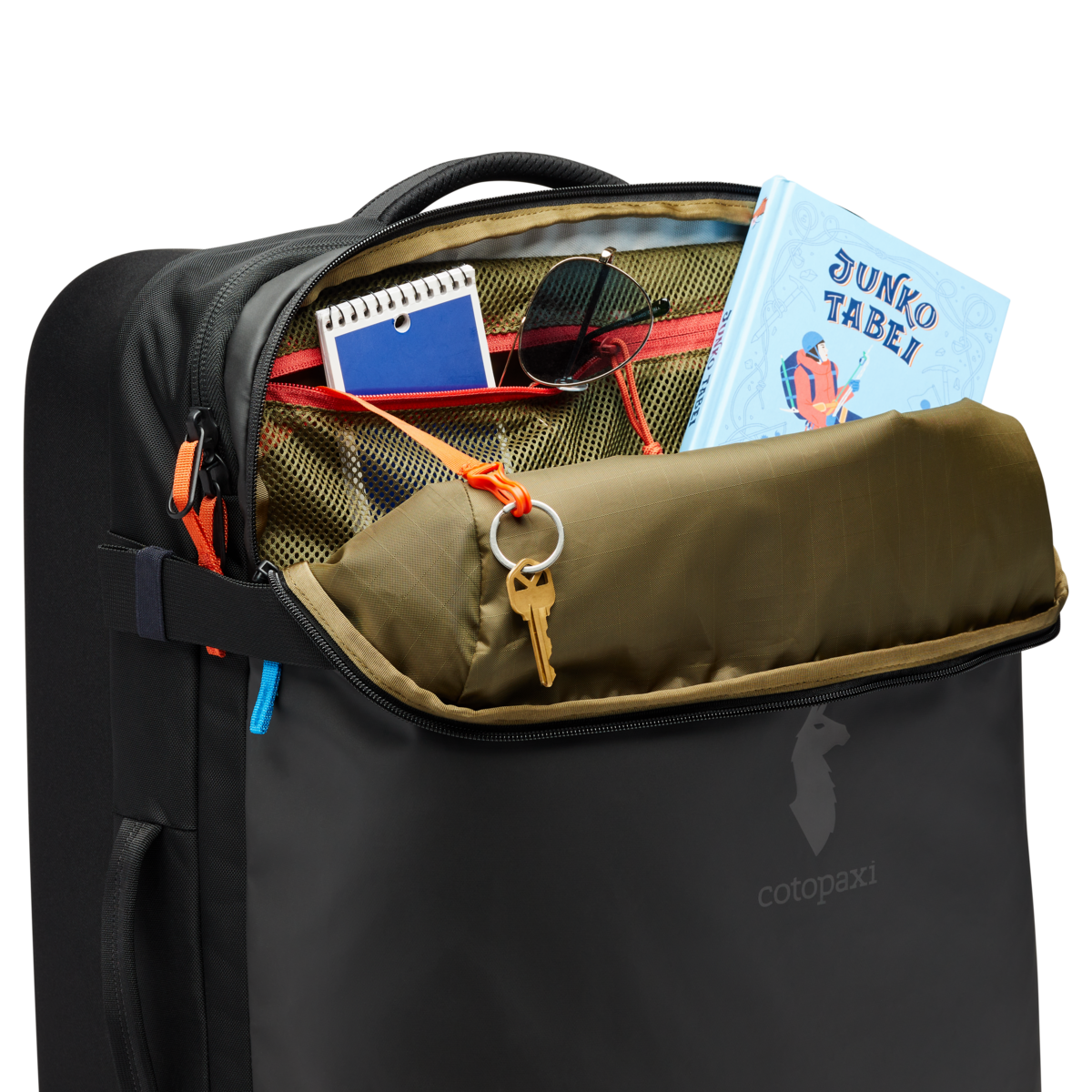 Cotopaxi Allpa 65L Roller Bag in Black — interior view