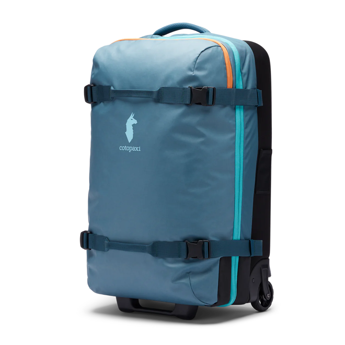 Cotopaxi Allpa 65L Roller Bag in Blue Spruce — front view