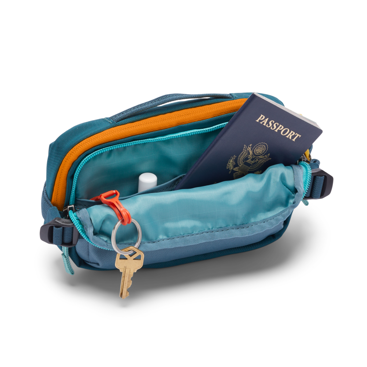 Cotopaxi Allpa X 1.5L Hip Pack in Blue Spruce/Abyss — angle view 2