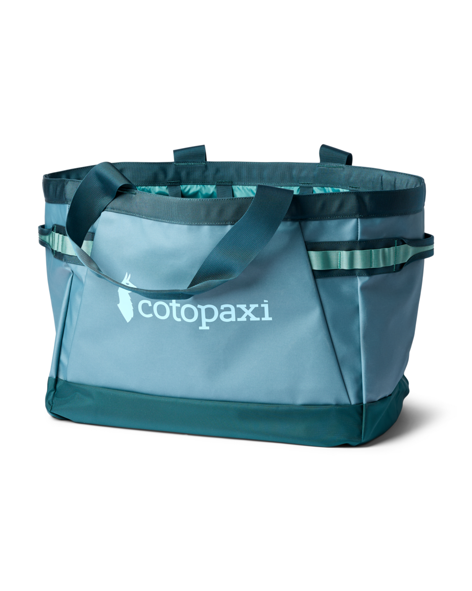 Cotopaxi Allpa 60L Gear Hauler Tote in Blue Spruce/Abyss — front view
