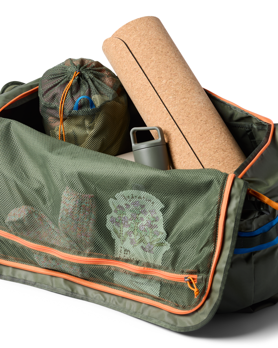 Cotopaxi Allpa Getaway 100L Duffel in Fatigue — angle view 3