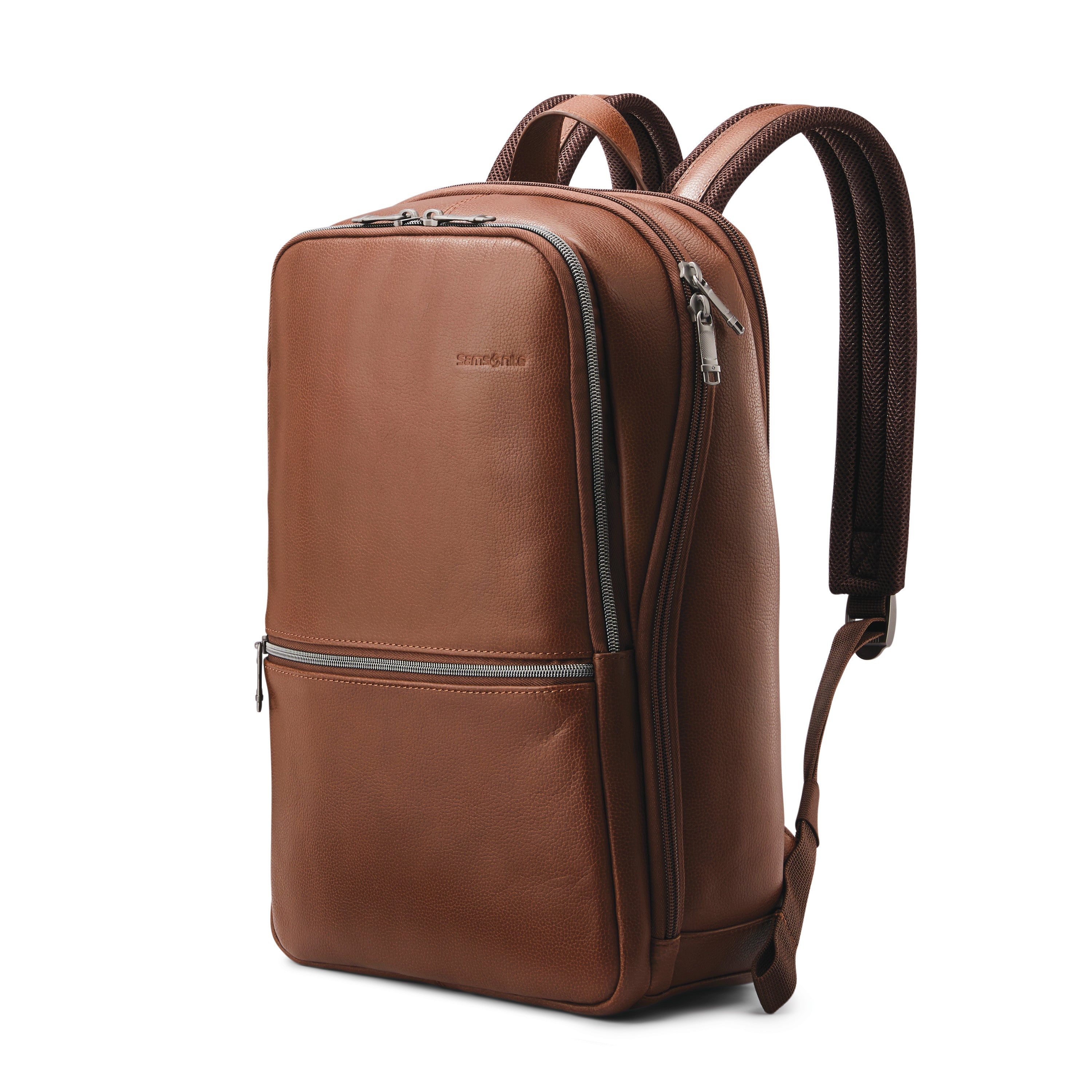 Samsonite Classic Leather Slim Backpack - Cognac