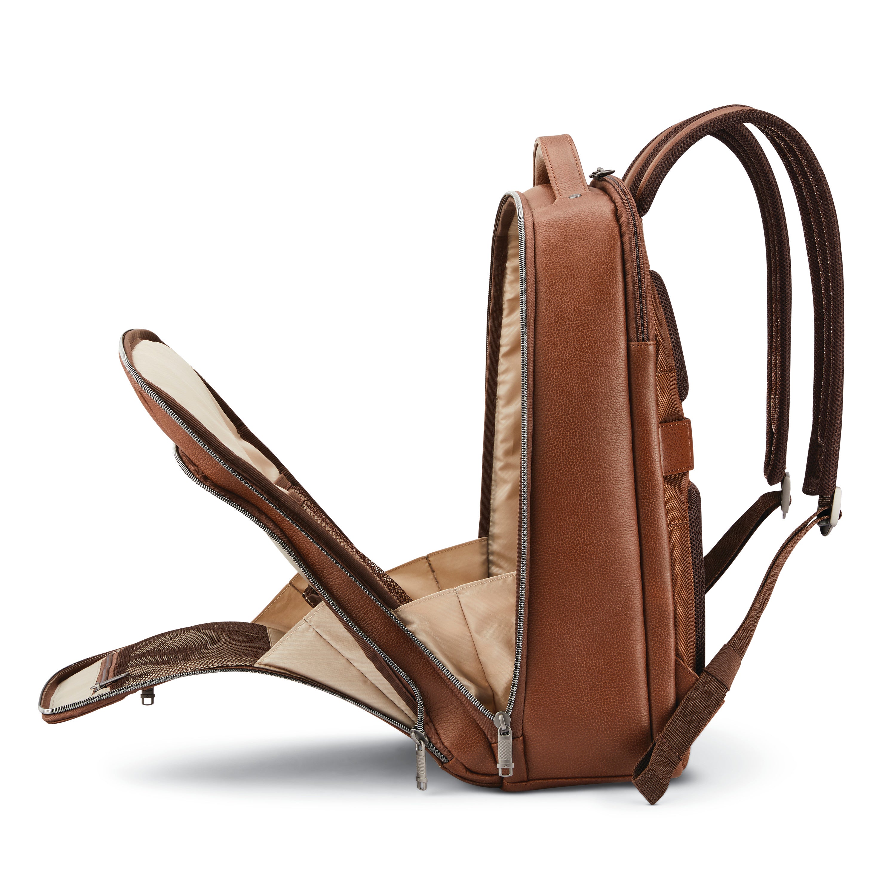 Samsonite Classic Leather Backpack - Cognac