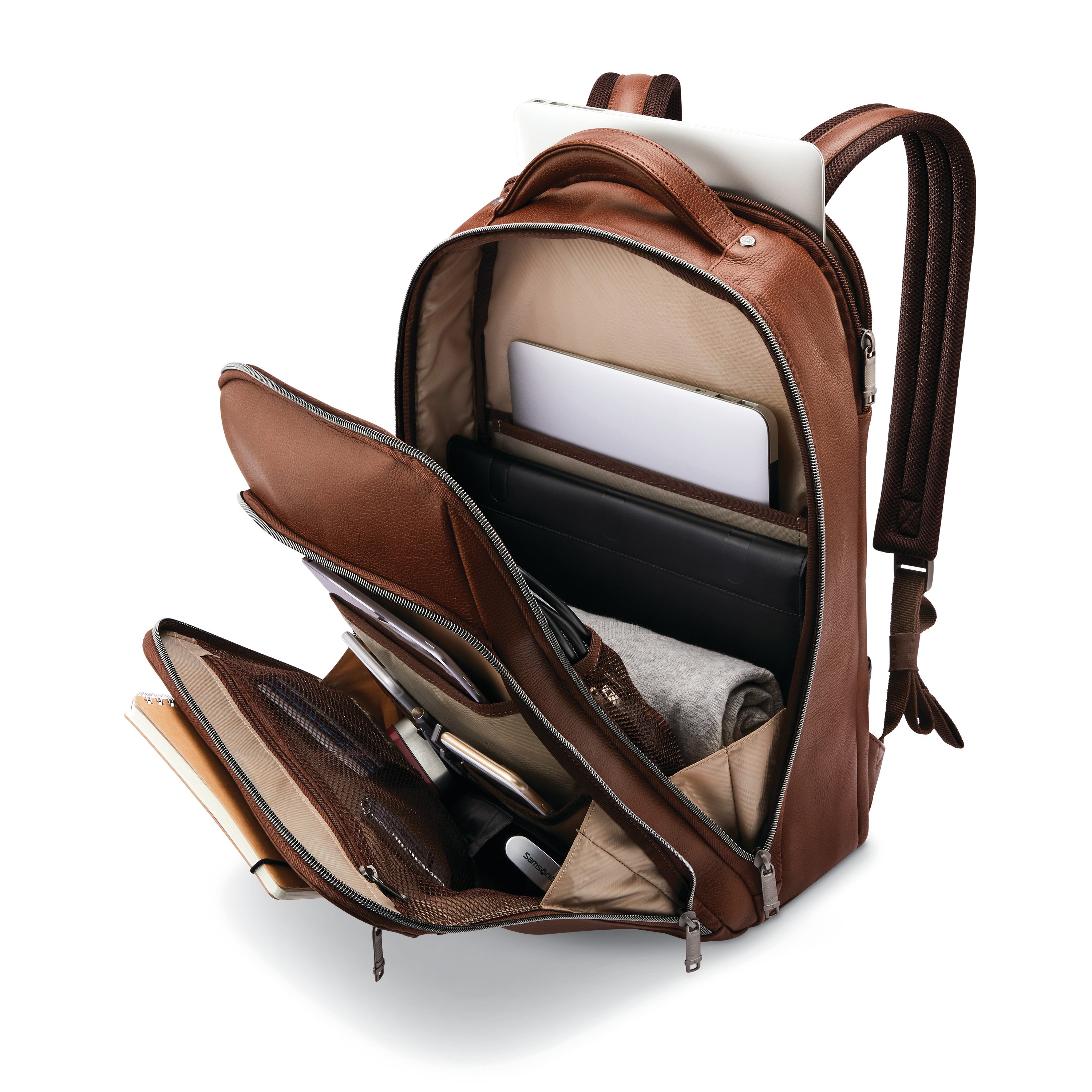 Samsonite Classic Leather Backpack - Cognac
