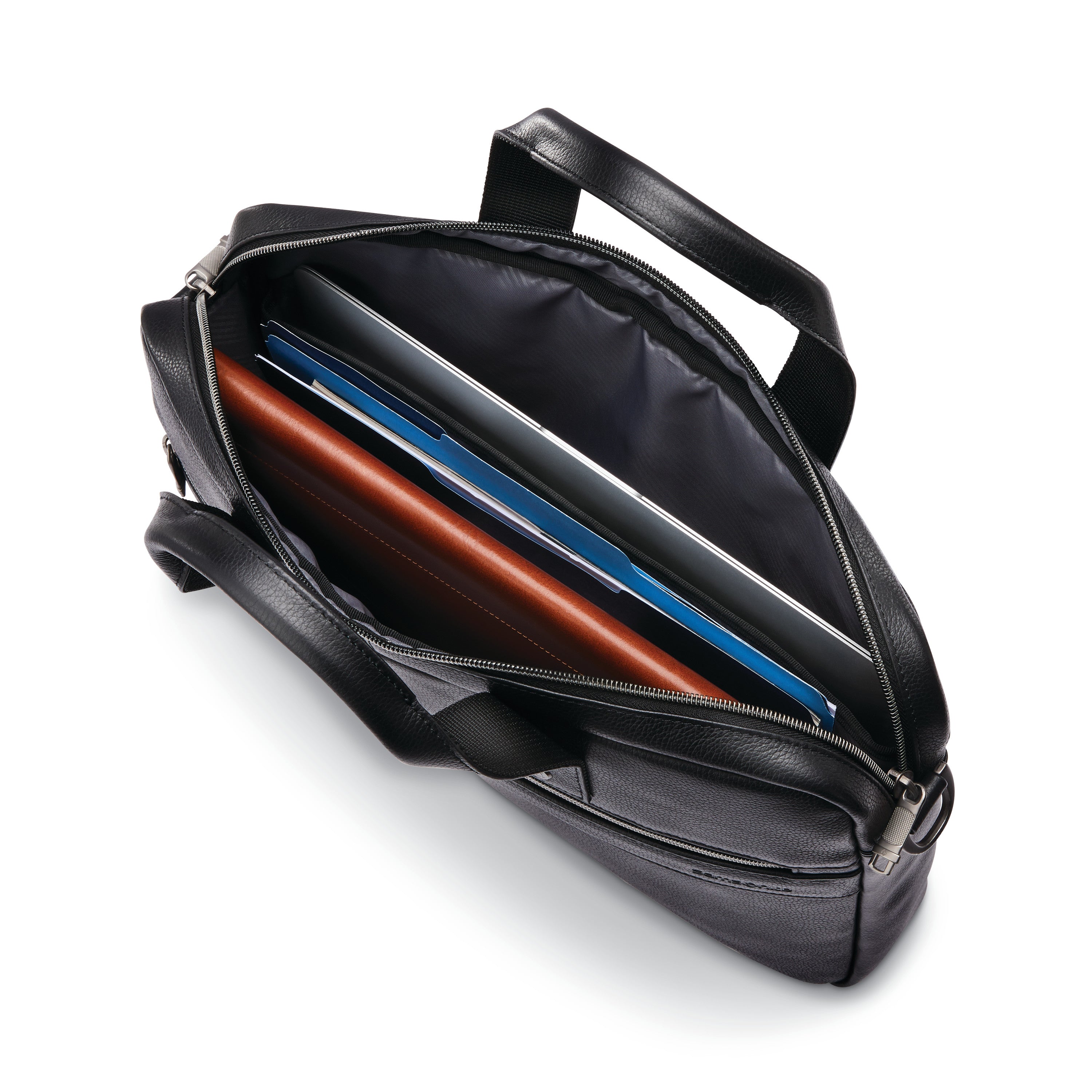 Samsonite Classic Leather Slim Brief - BLACK