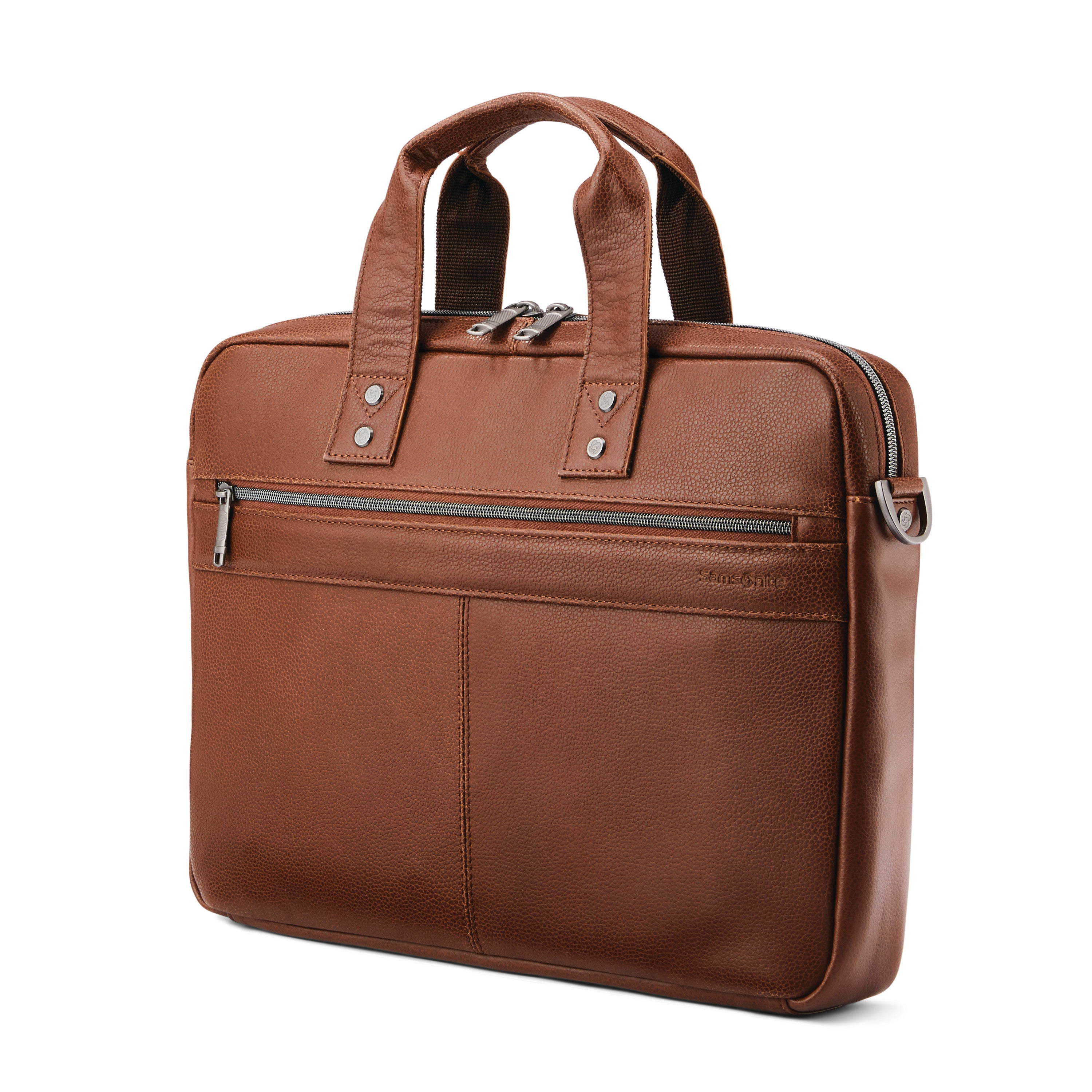 Samsonite Classic Leather Slim Brief - COGNAC