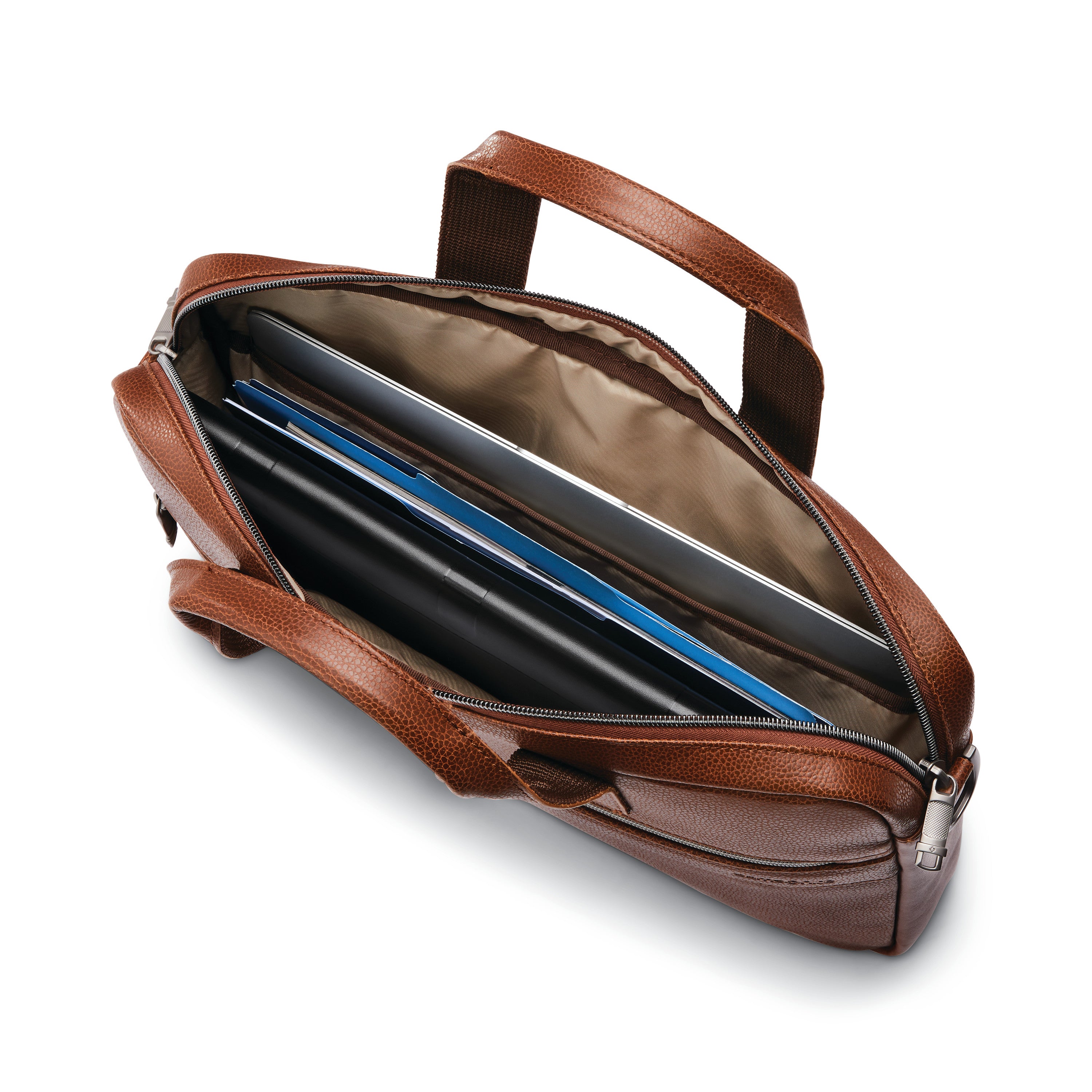 Samsonite Classic Leather Slim Brief - COGNAC