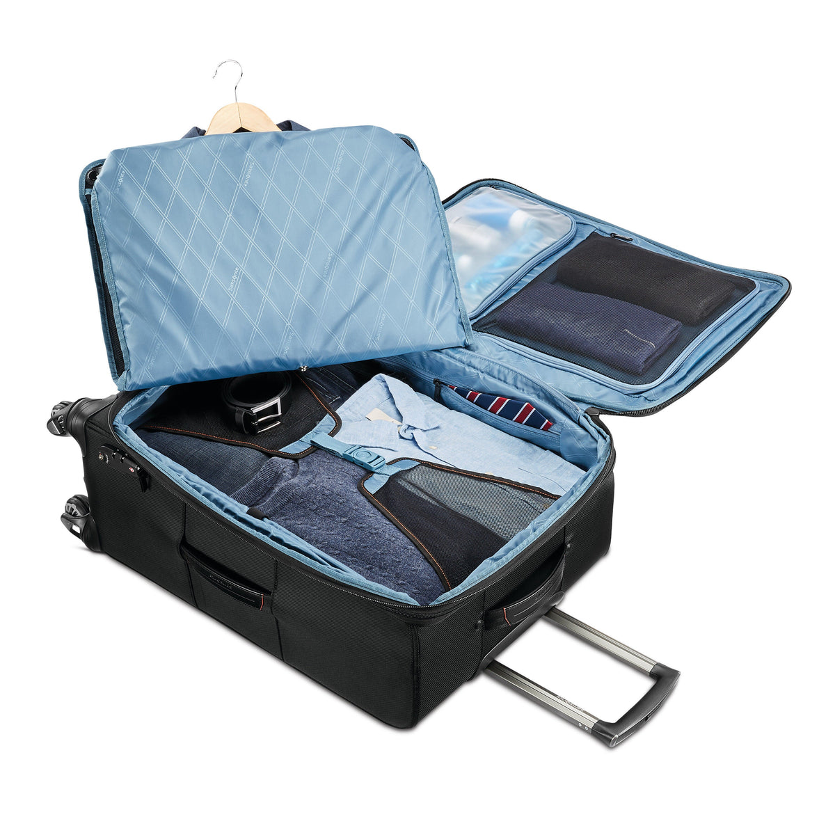 Samsonite Pro Large Expandable Spinner in Black — interior view