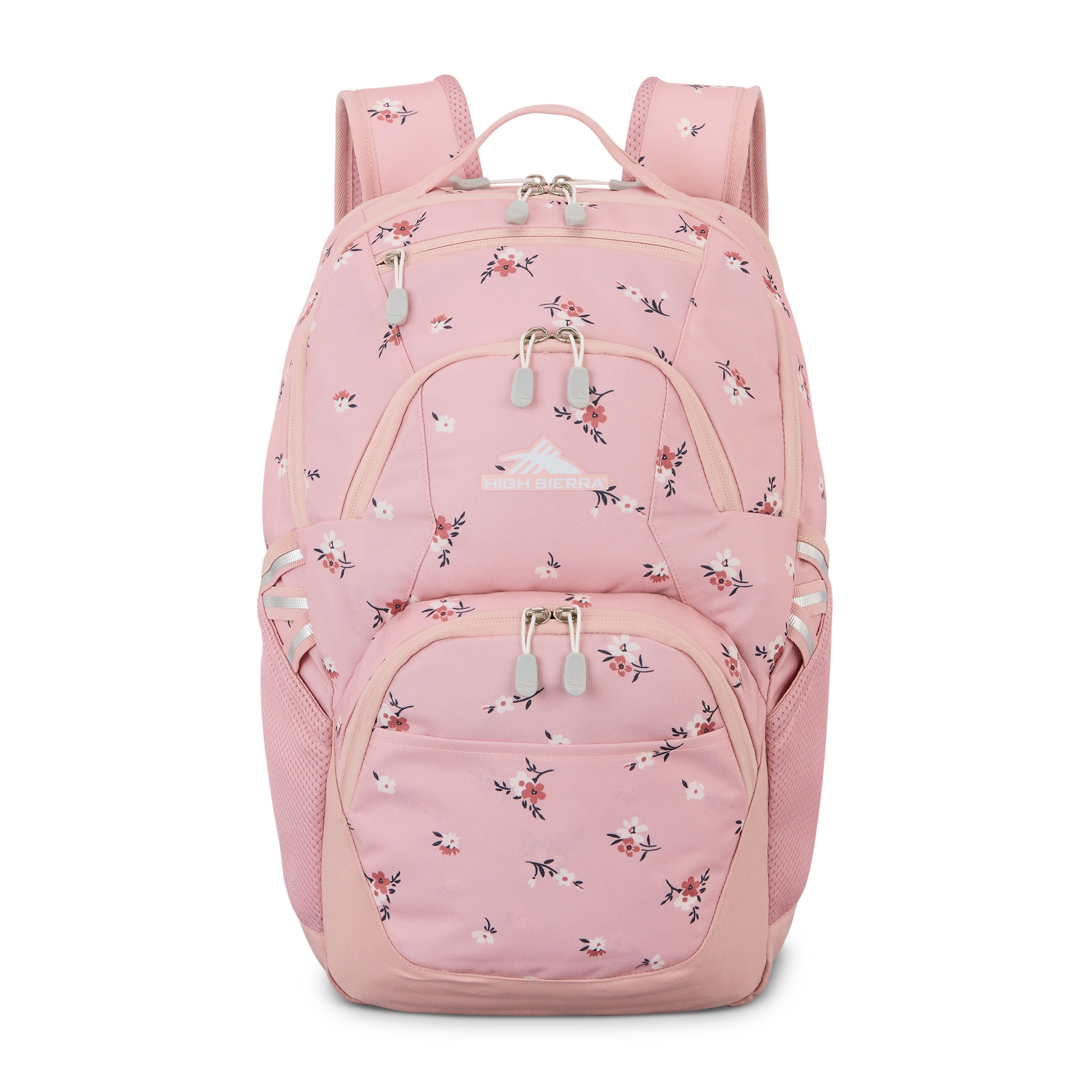 High Sierra Swoop SG Backpack in Floral Soft Pink — front view # color_Floral Soft Pink