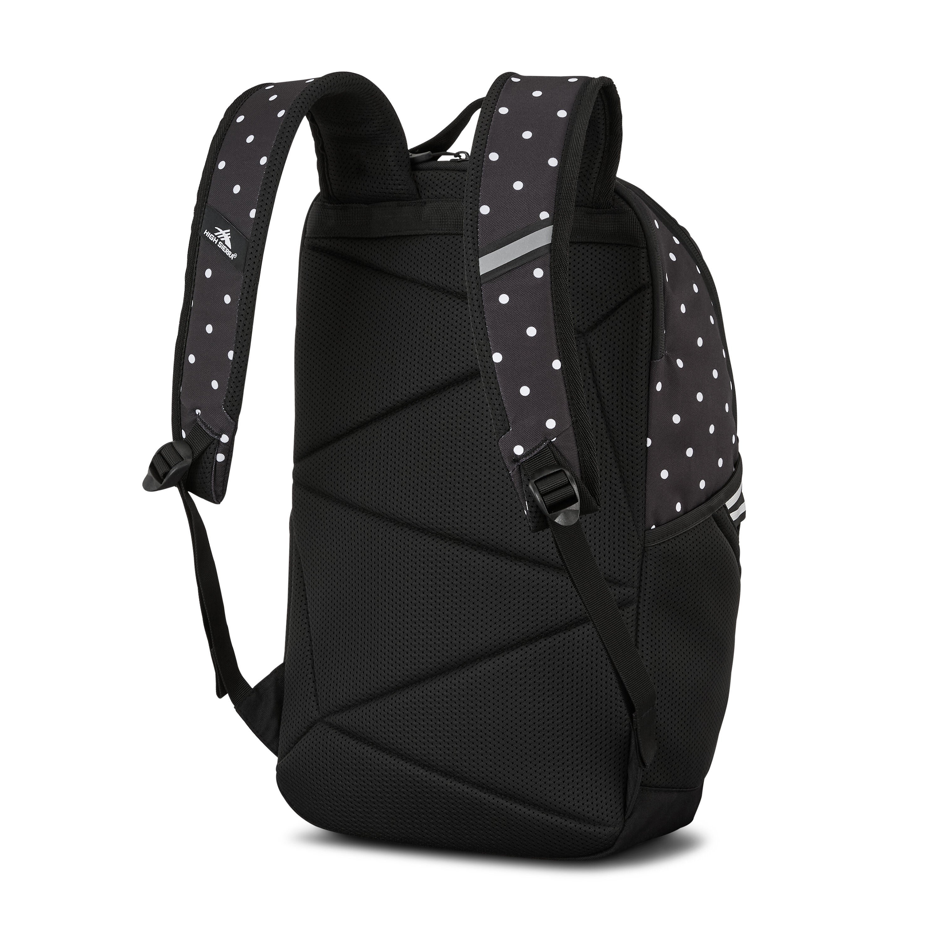 High Sierra Swoop SG Backpack in Polka Dots Black — back view