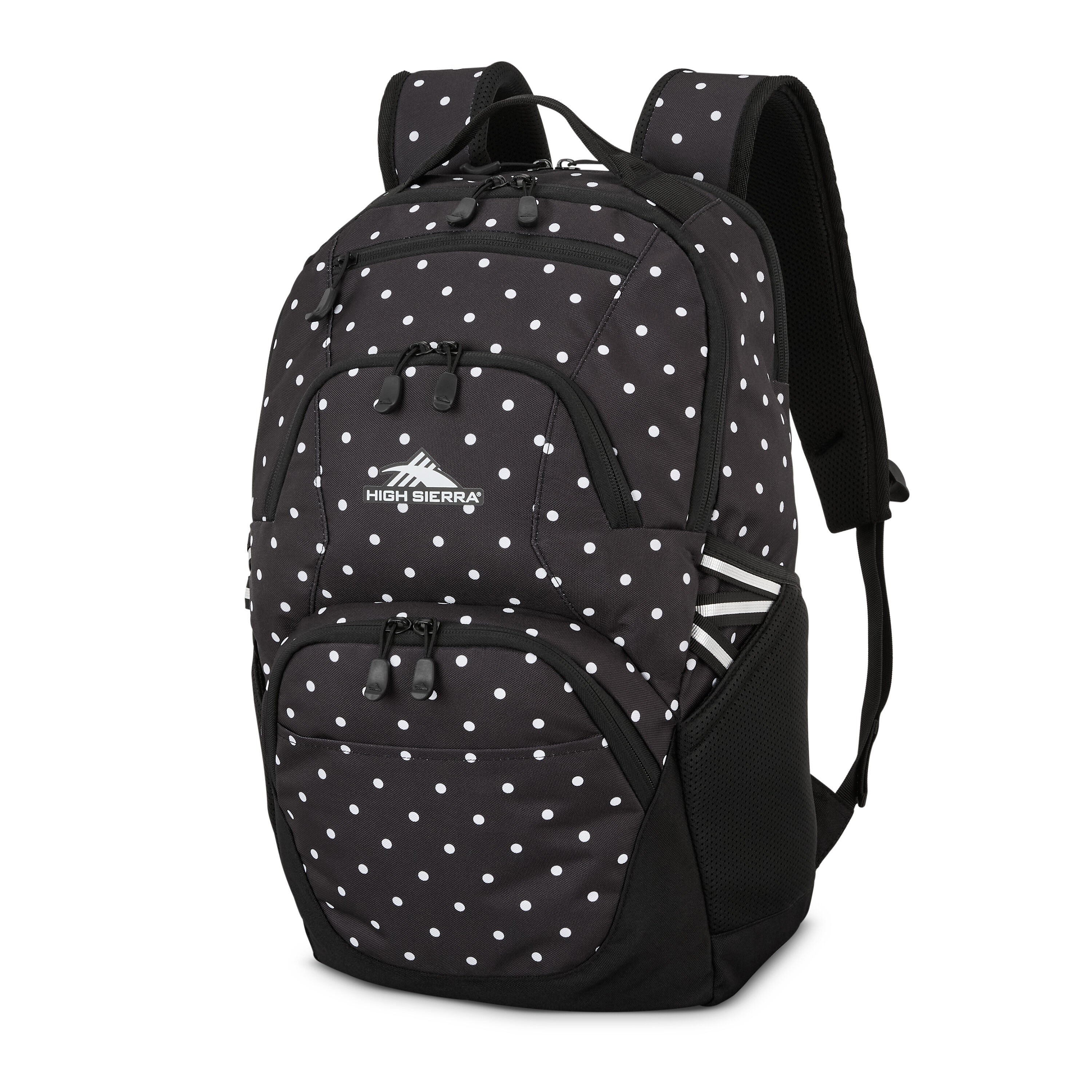 High Sierra Swoop SG Backpack in Polka Dots Black — front view