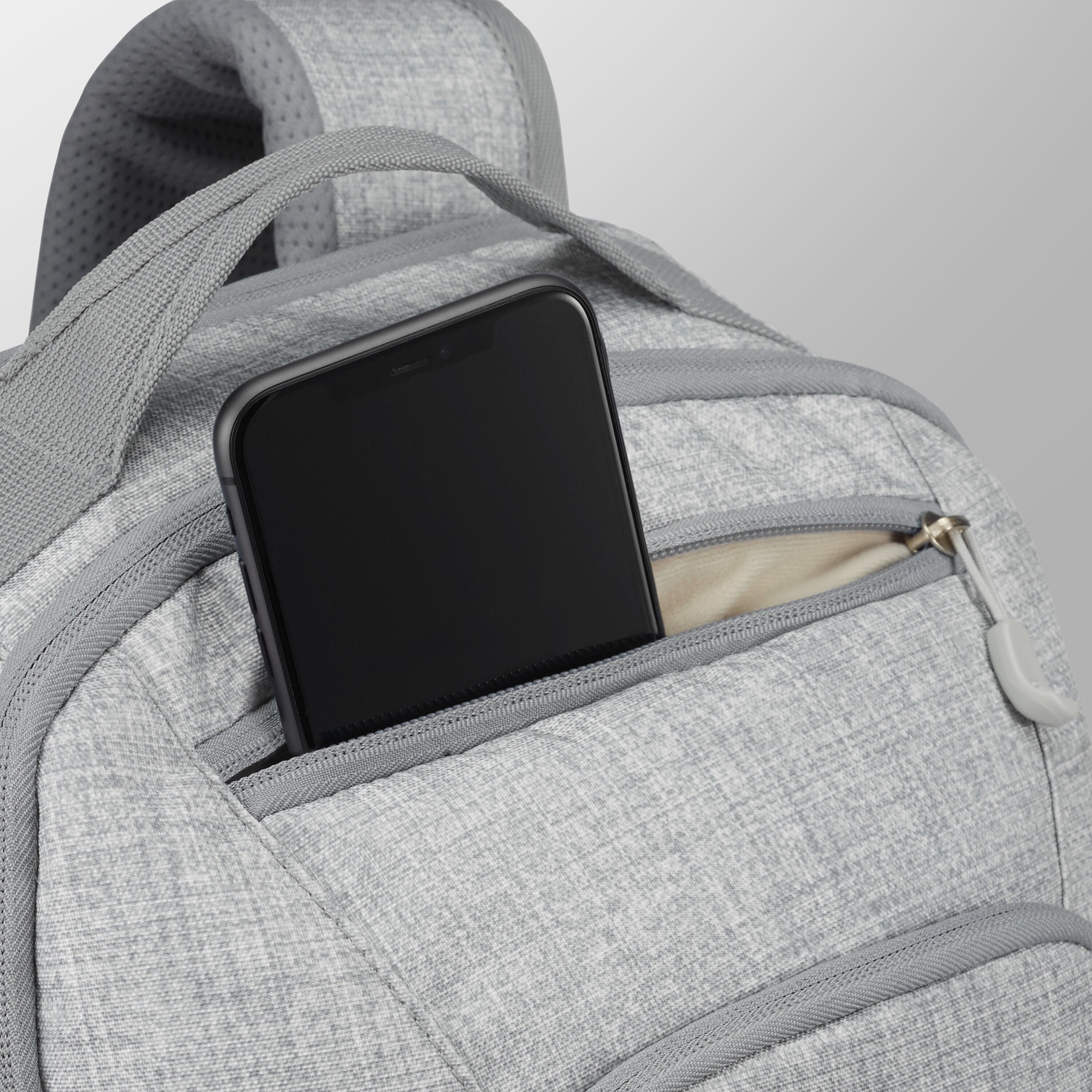 High Sierra Swoop SG Backpack in Silver Heather — angle view 3