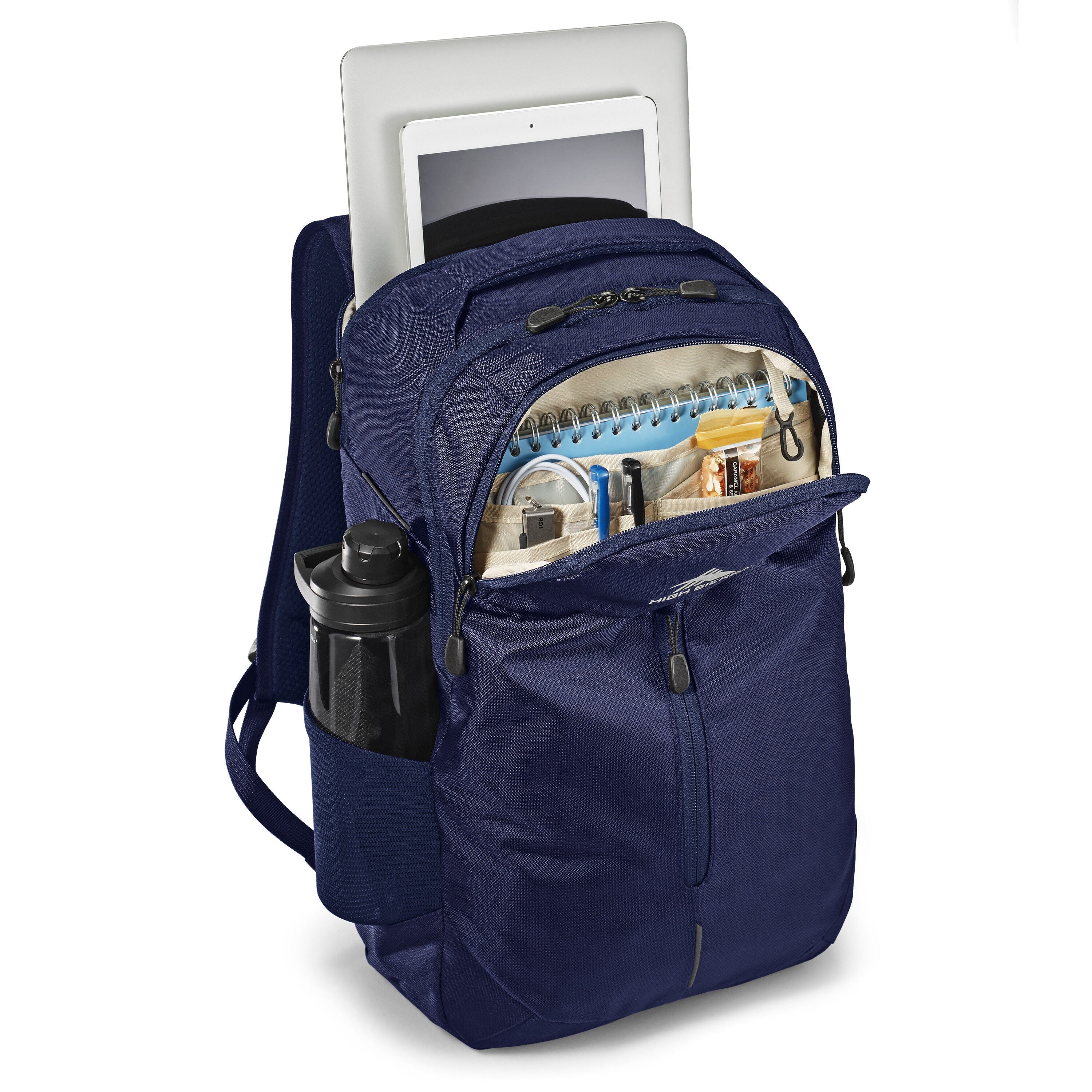 High Sierra Swerve Pro Backpack in True Navy — interior view