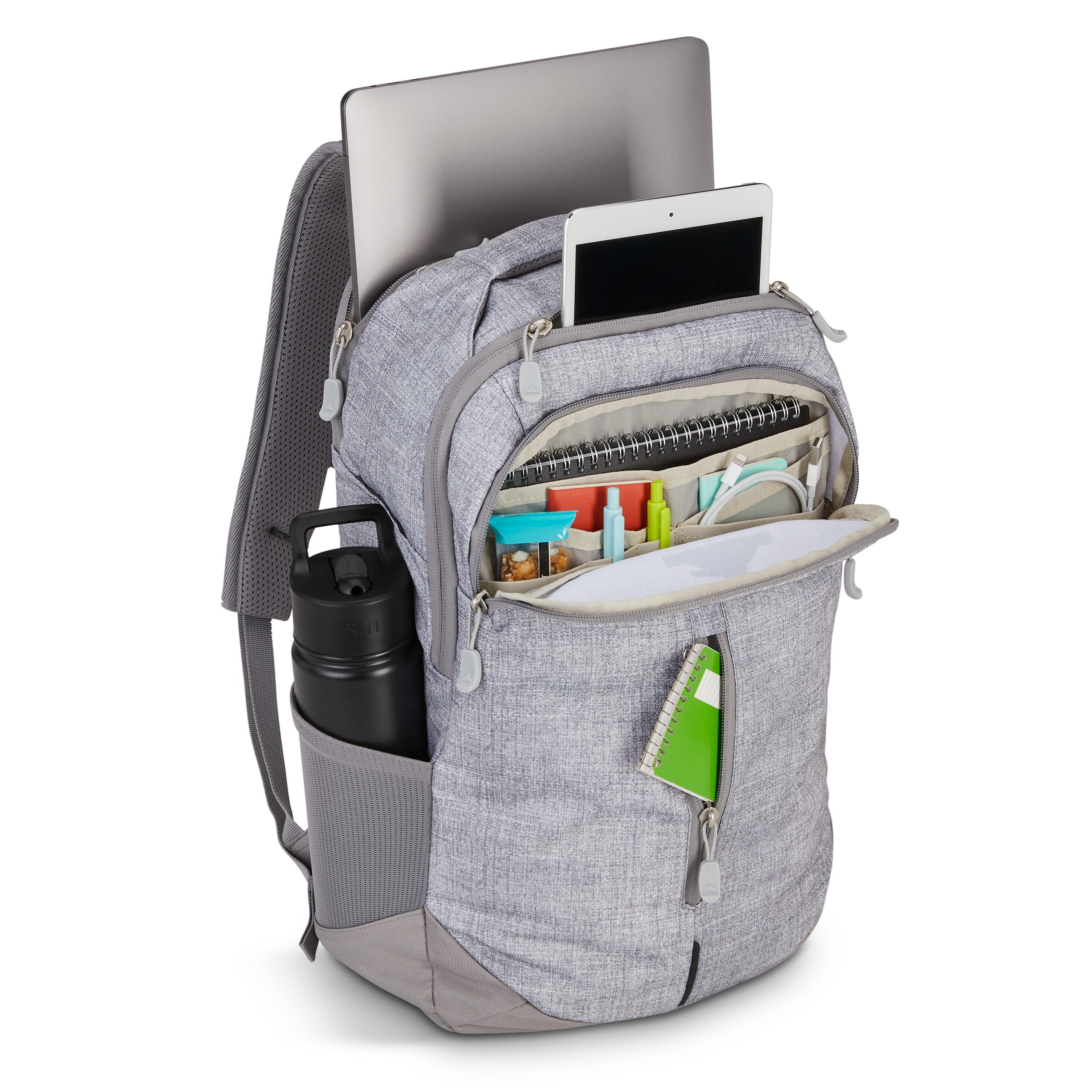 High Sierra Swerve Pro Backpack in Silver Heather — interior view