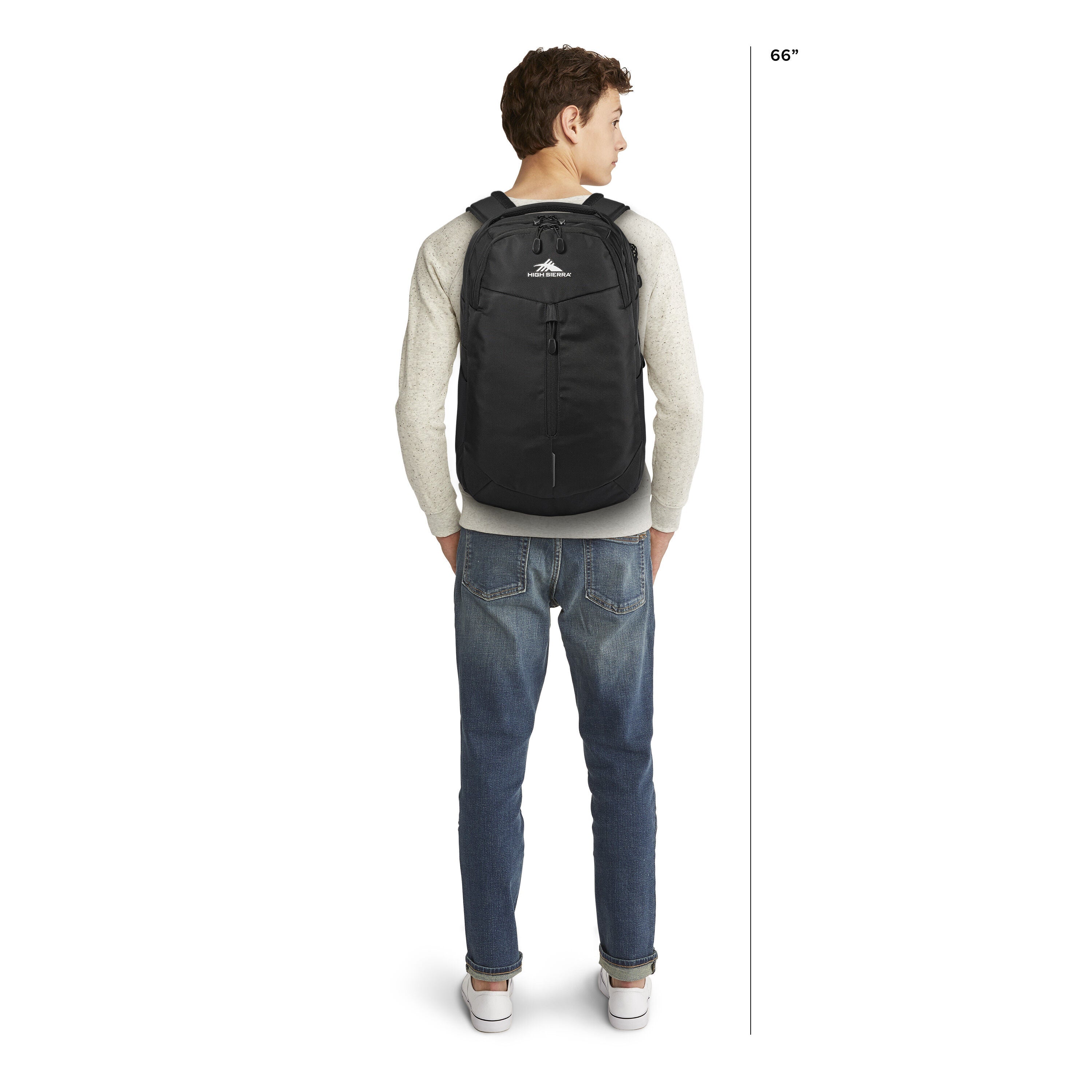 High Sierra Swerve Pro Backpack in Black — angle view 3