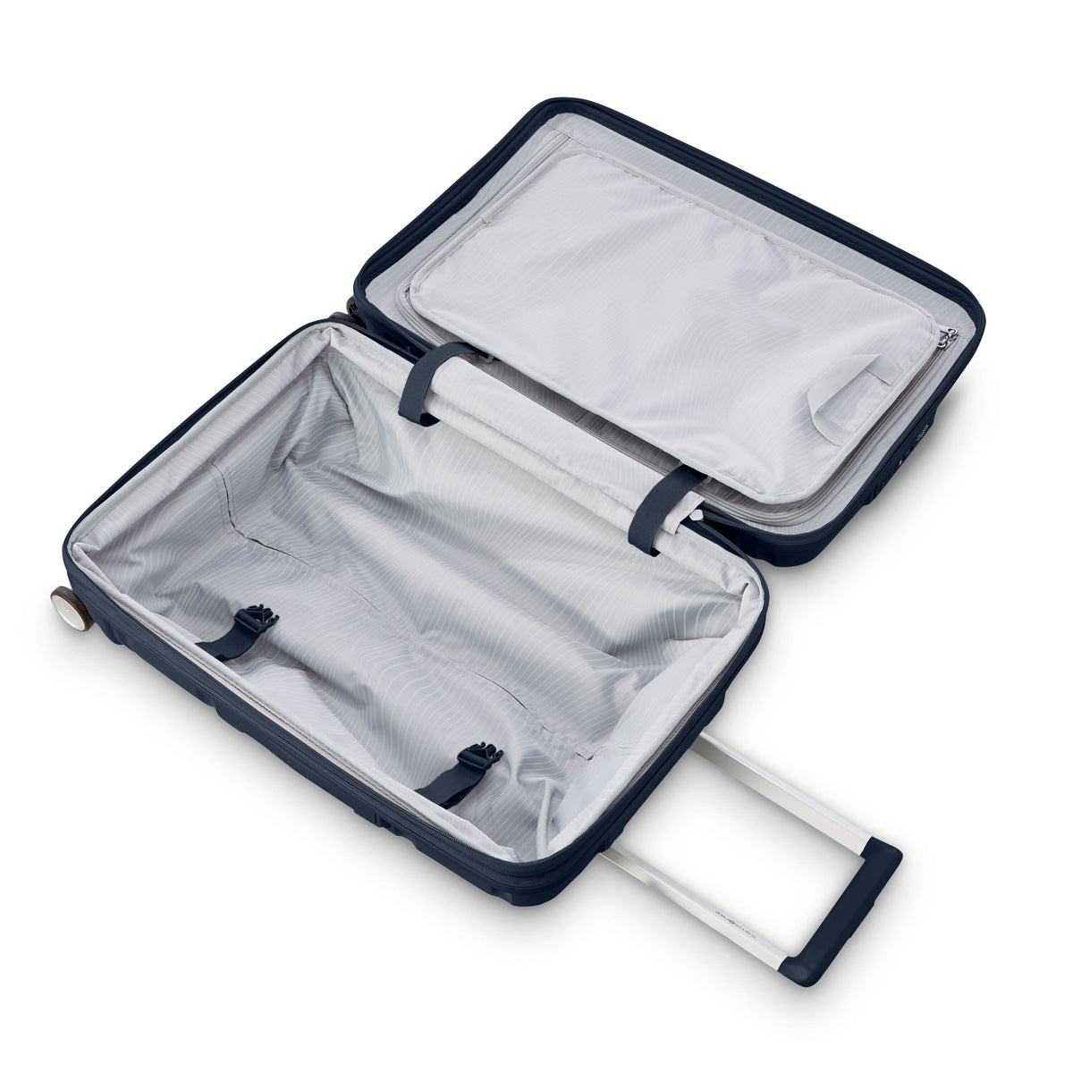 Samsonite Outline Pro Carry-On Spinner in Midnight Blue — interior view