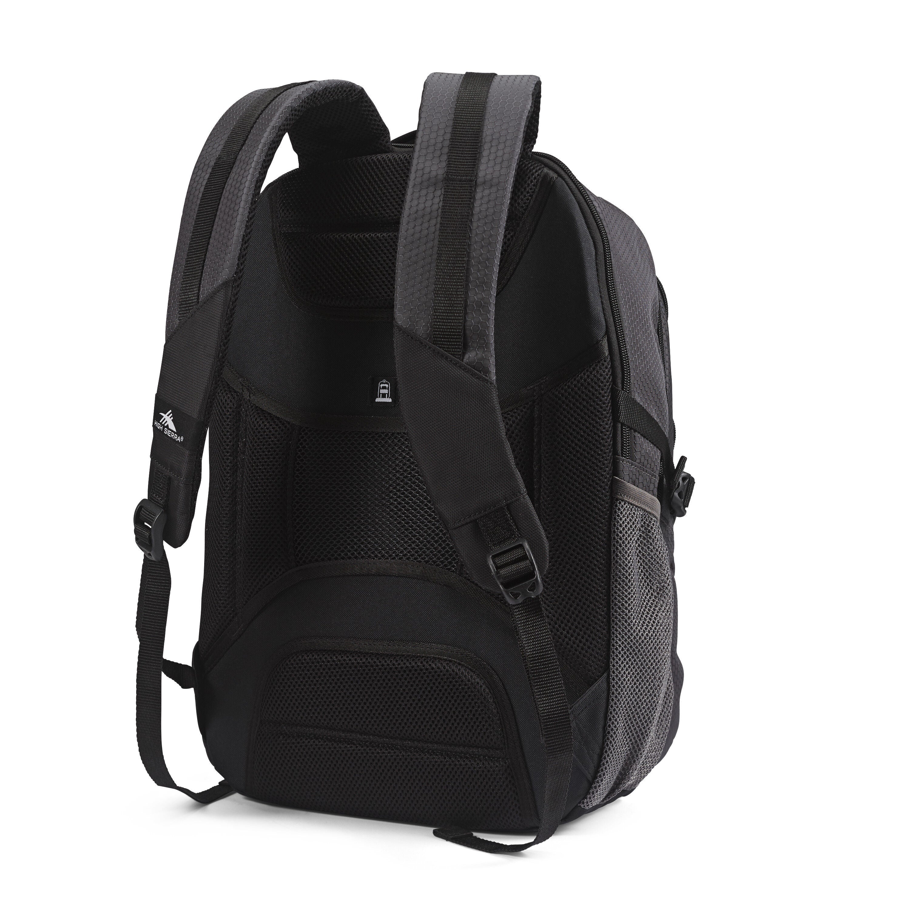 High Sierra Fairlead Computer Backpack in Mercury Black — back view