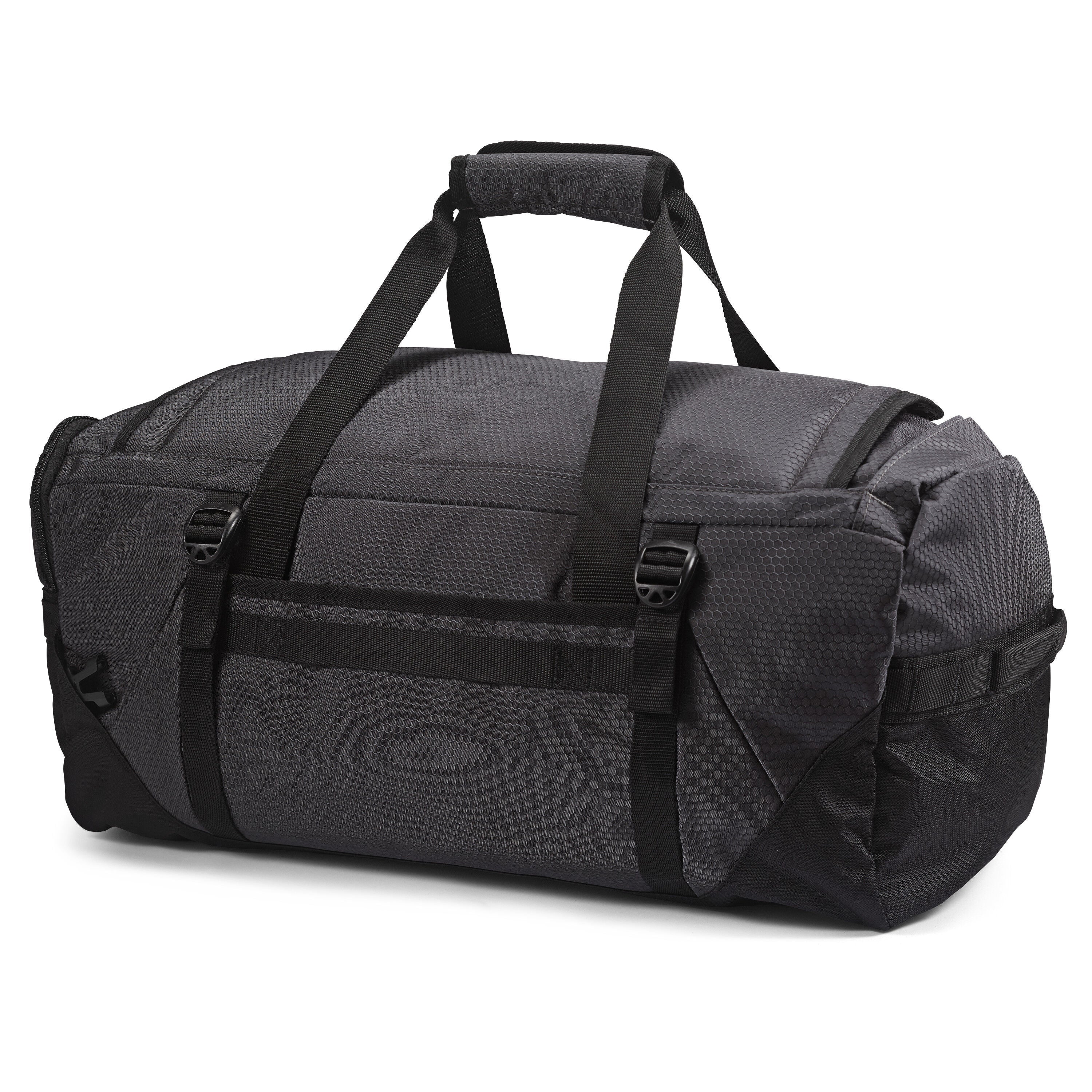 High Sierra Fairlead Travel Duffel Backpack in Mercury Black — back view