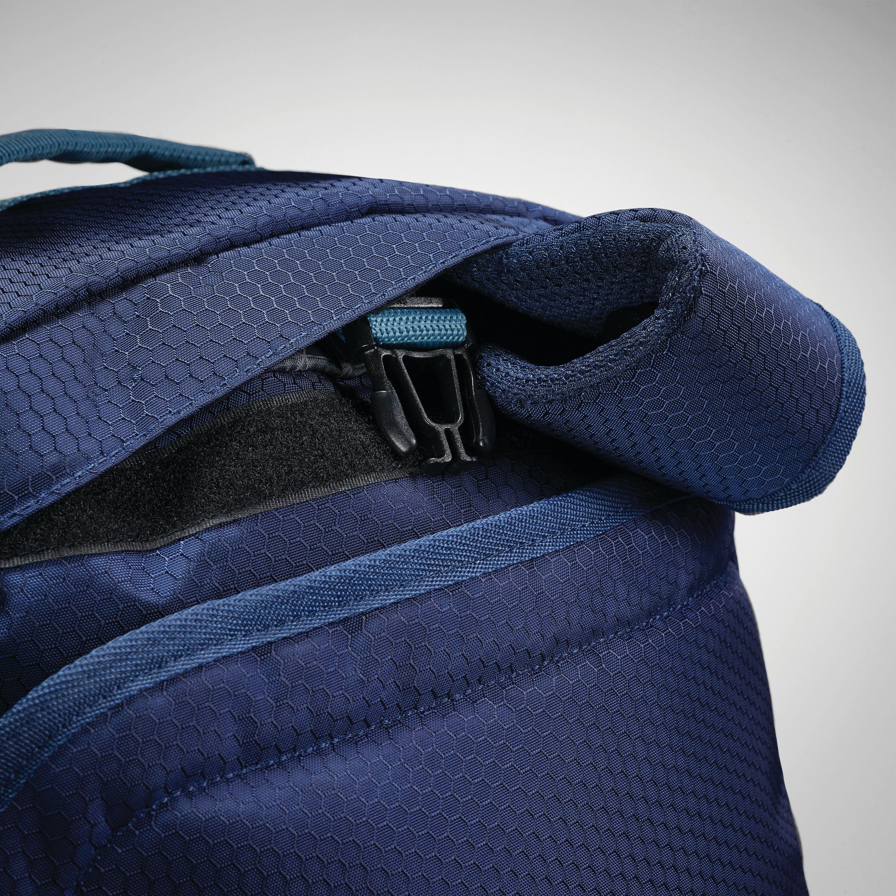 High Sierra Fairlead Travel Duffel Backpack in True Navy Graphite Blue — angle view 3