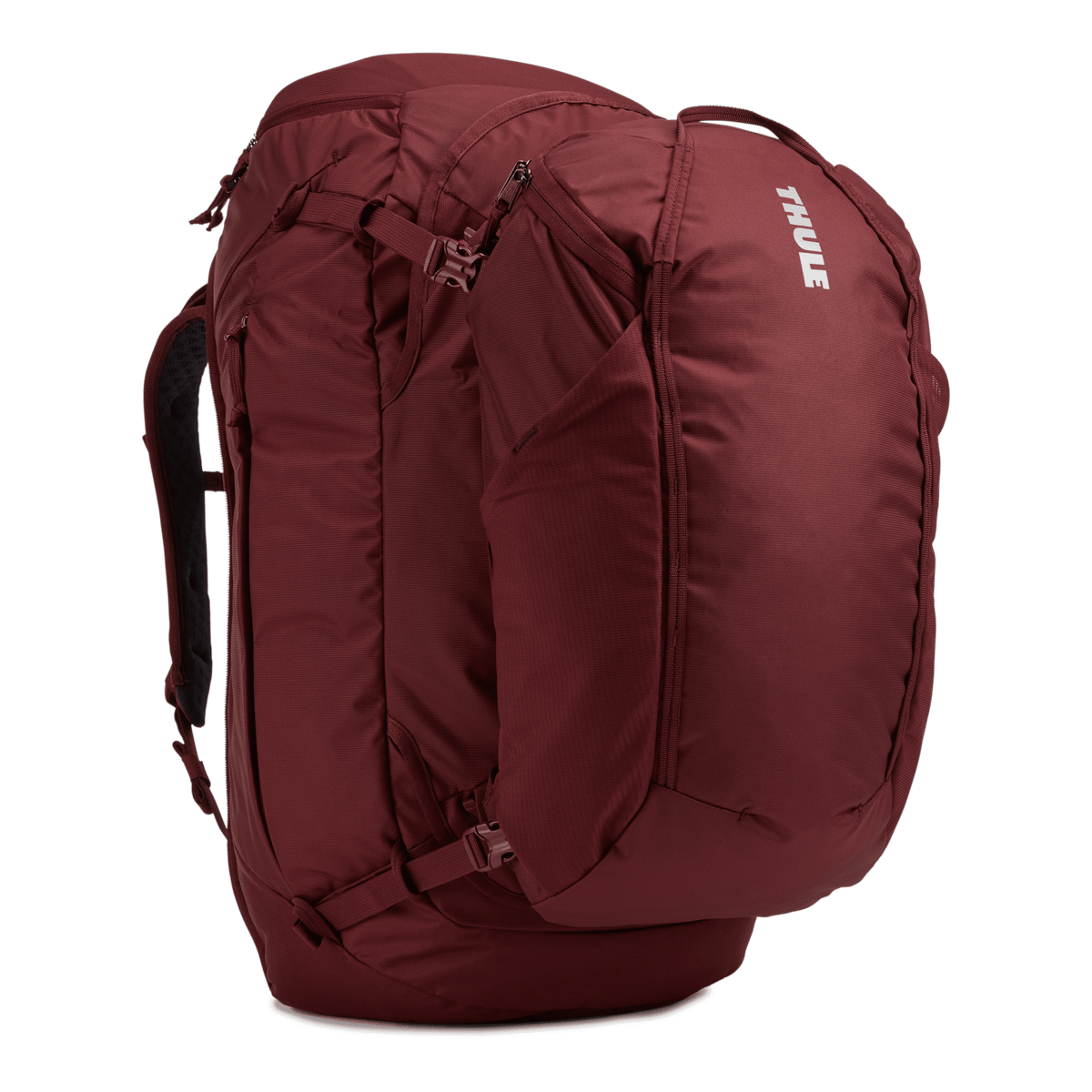 Thule Landmark 70L Women's Backpacking Pack in Dark Bordeaux — front view # color_Dark Bordeaux