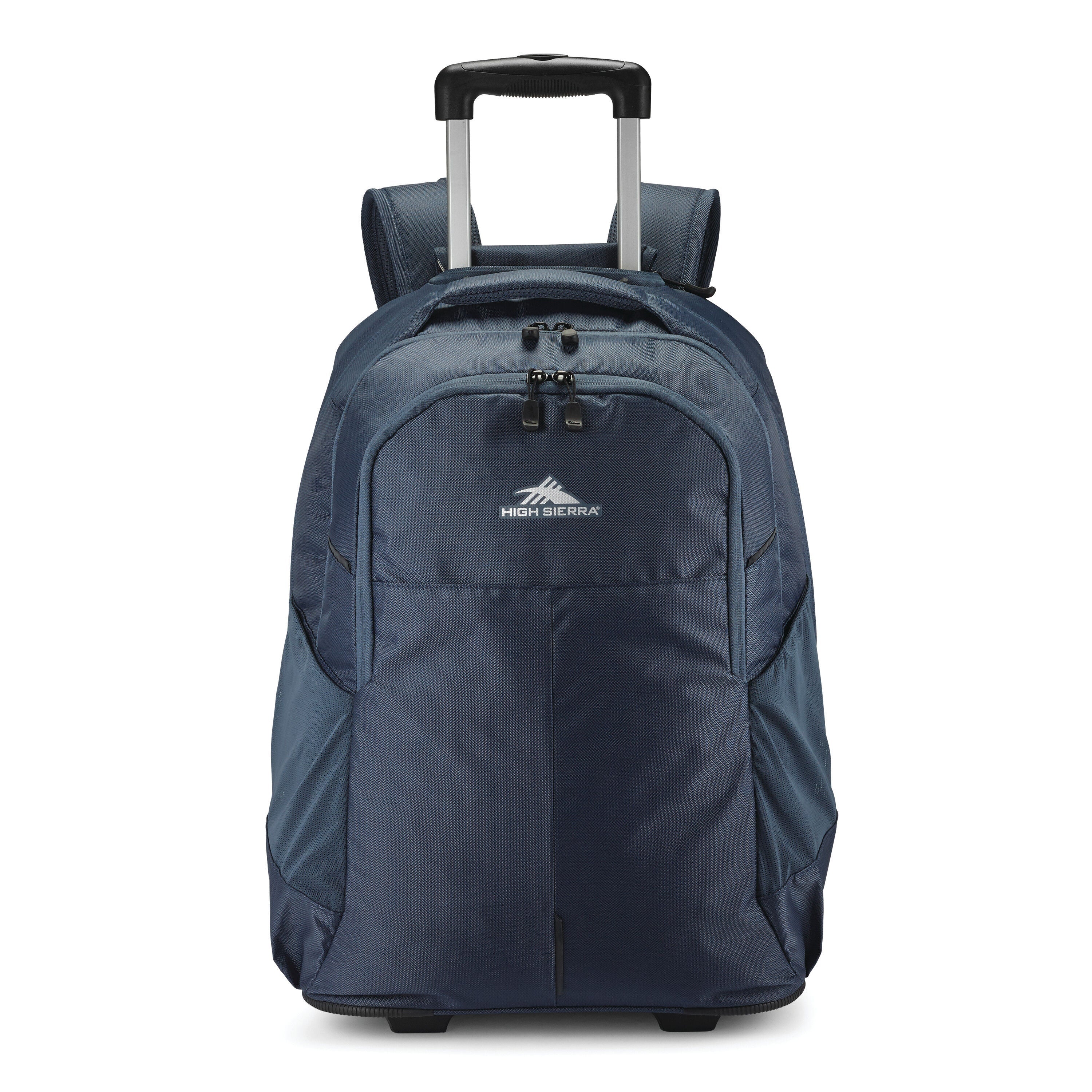 High Sierra Powerglide Pro Wheeled Backpack in Indigo Blue — angle view 3