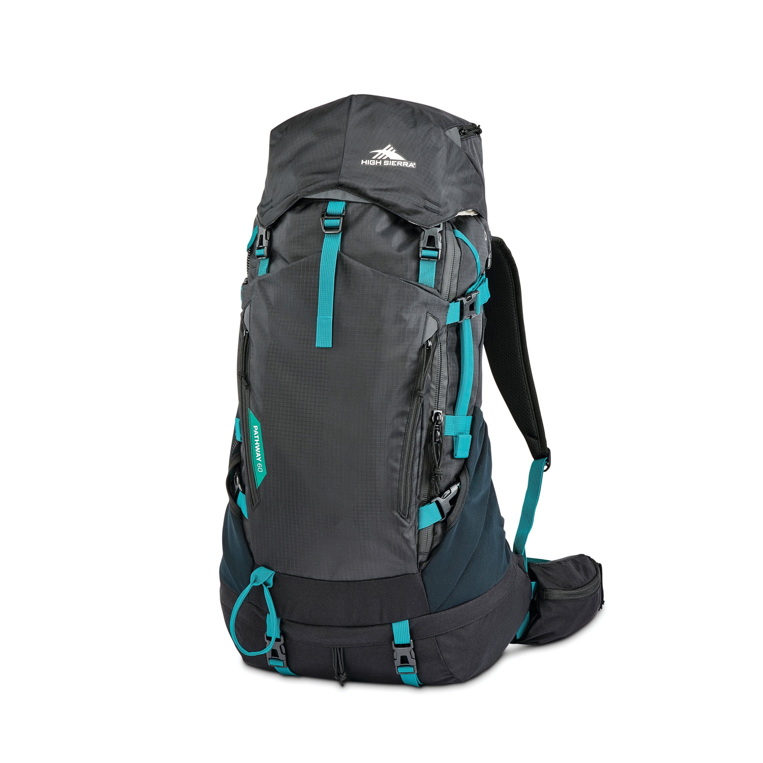 High Sierra Pathway 2.0 60L Backpack in Black — front view