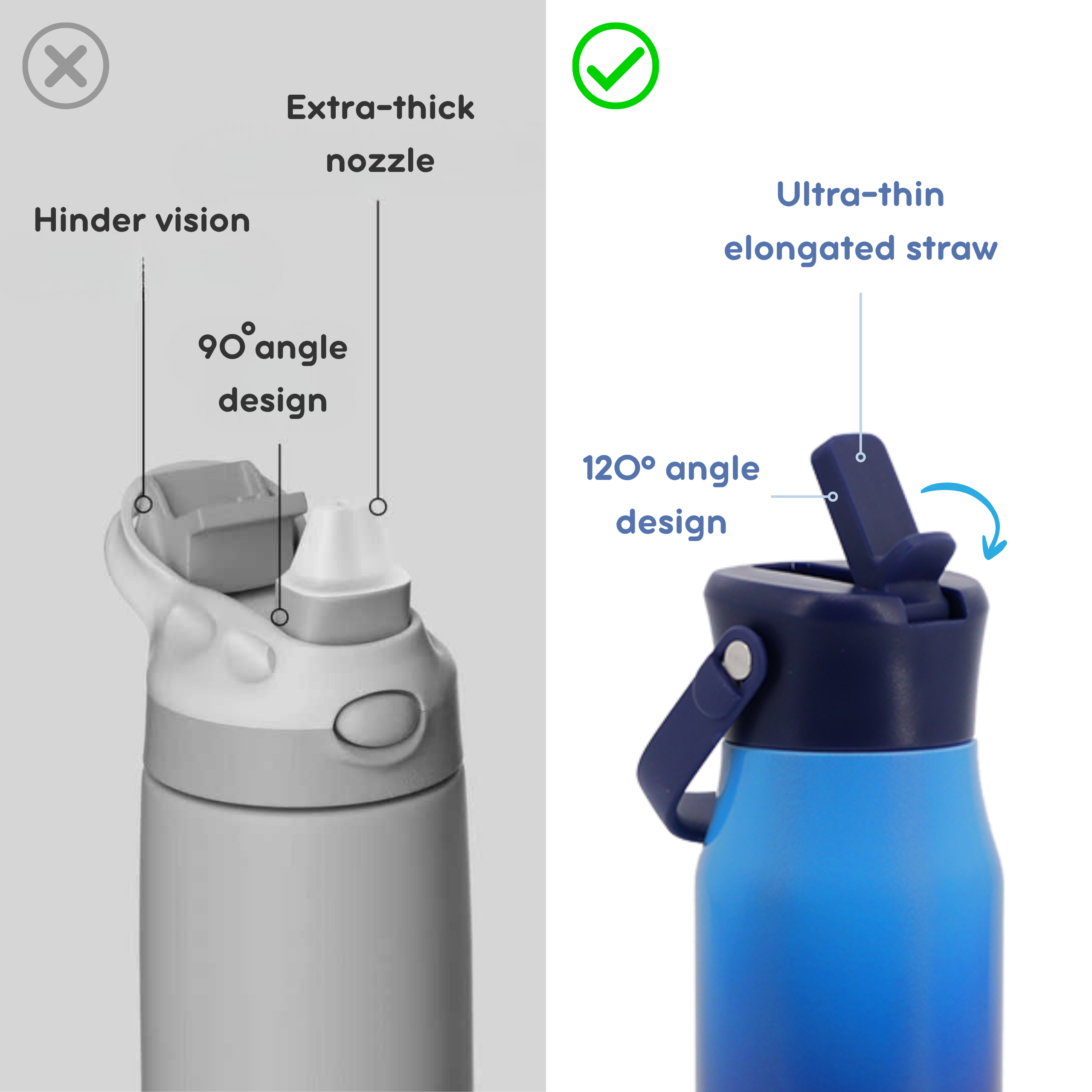 J World Flowee 14oz Insulated Water Bottle in Blue Gradient — front view 5 # color_Blue Gradient