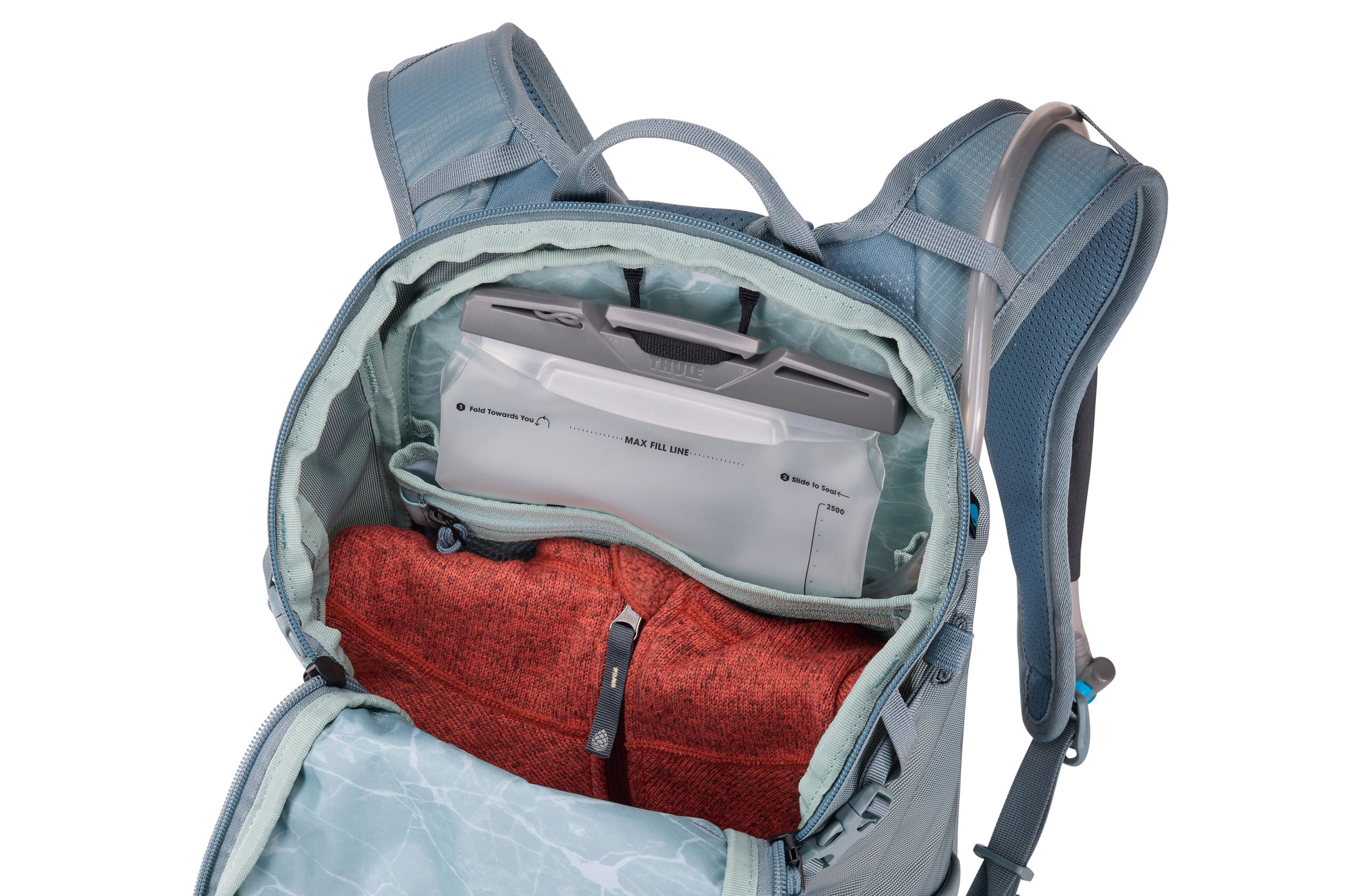 Thule AllTrail Hydration Pack 16L in Pond Blue — interior view # color_Pond Blue